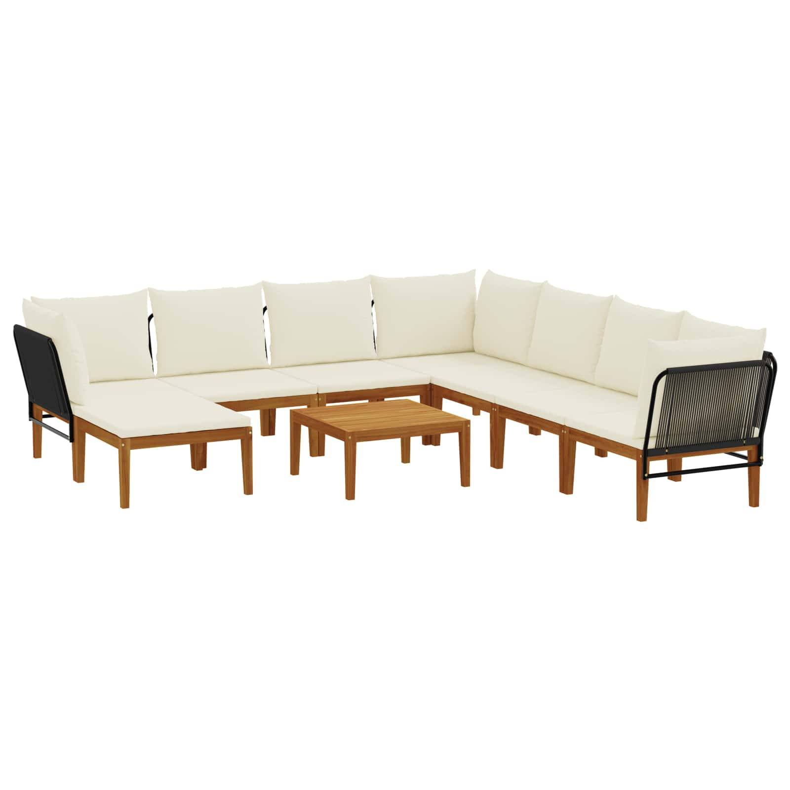 vidaXL 9 pcs Massives Akazienholz & Seil Natur