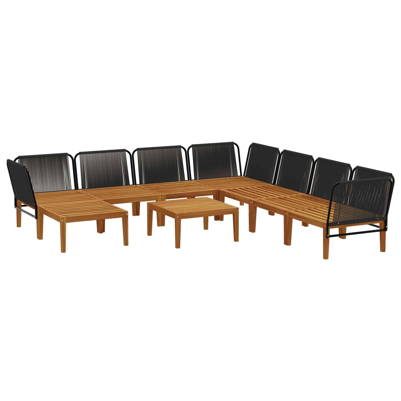 vidaXL 9 pcs Massives Akazienholz & Seil Natur