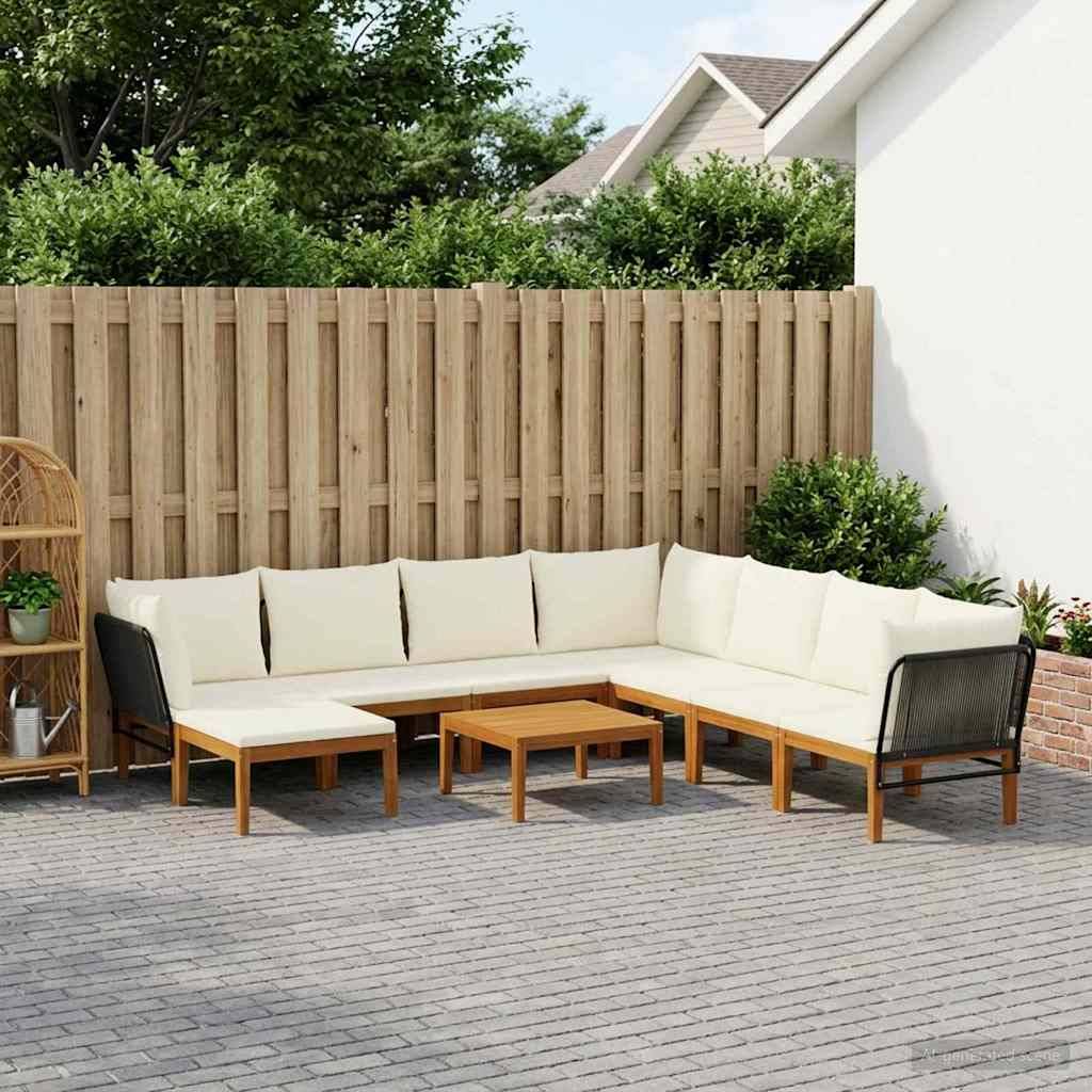 vidaXL 9 pcs Massives Akazienholz & Seil Natur