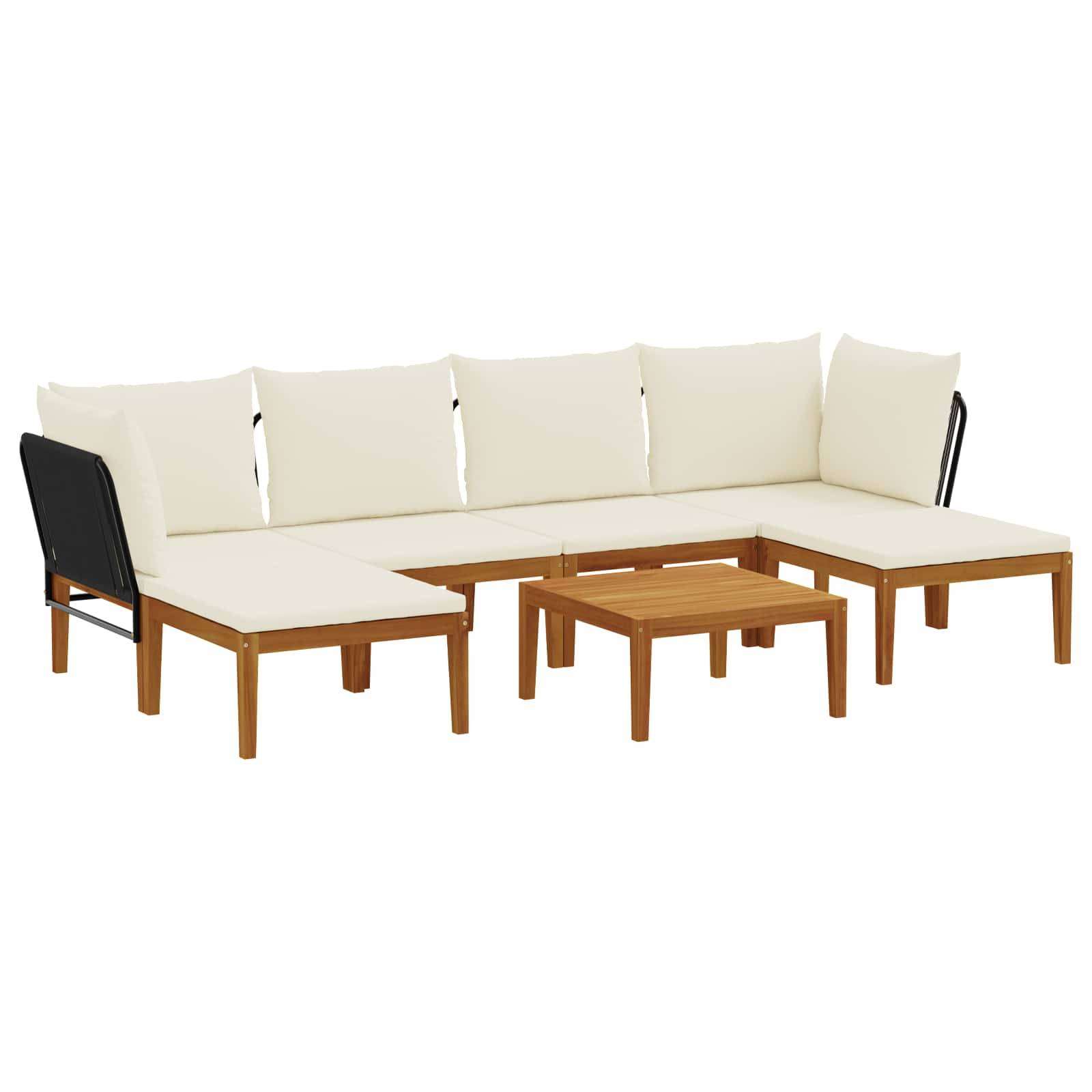 vidaXL 7 pcs Massives Akazienholz & Seil Natur