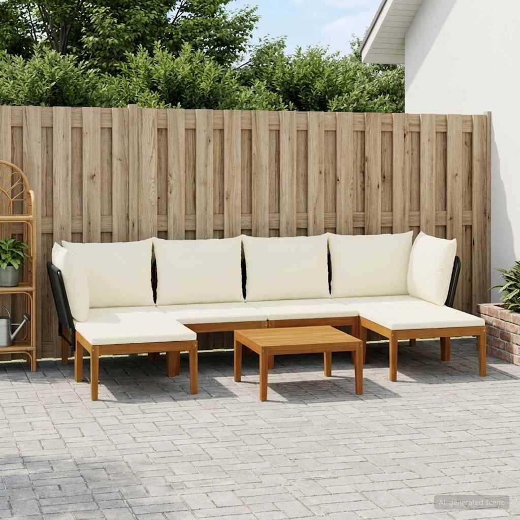 vidaXL 7 pcs Massives Akazienholz & Seil Natur