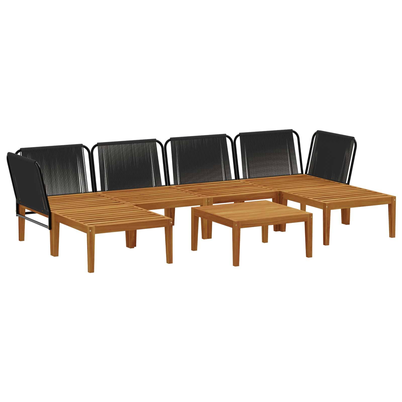 vidaXL 7 pcs Massives Akazienholz & Seil Natur