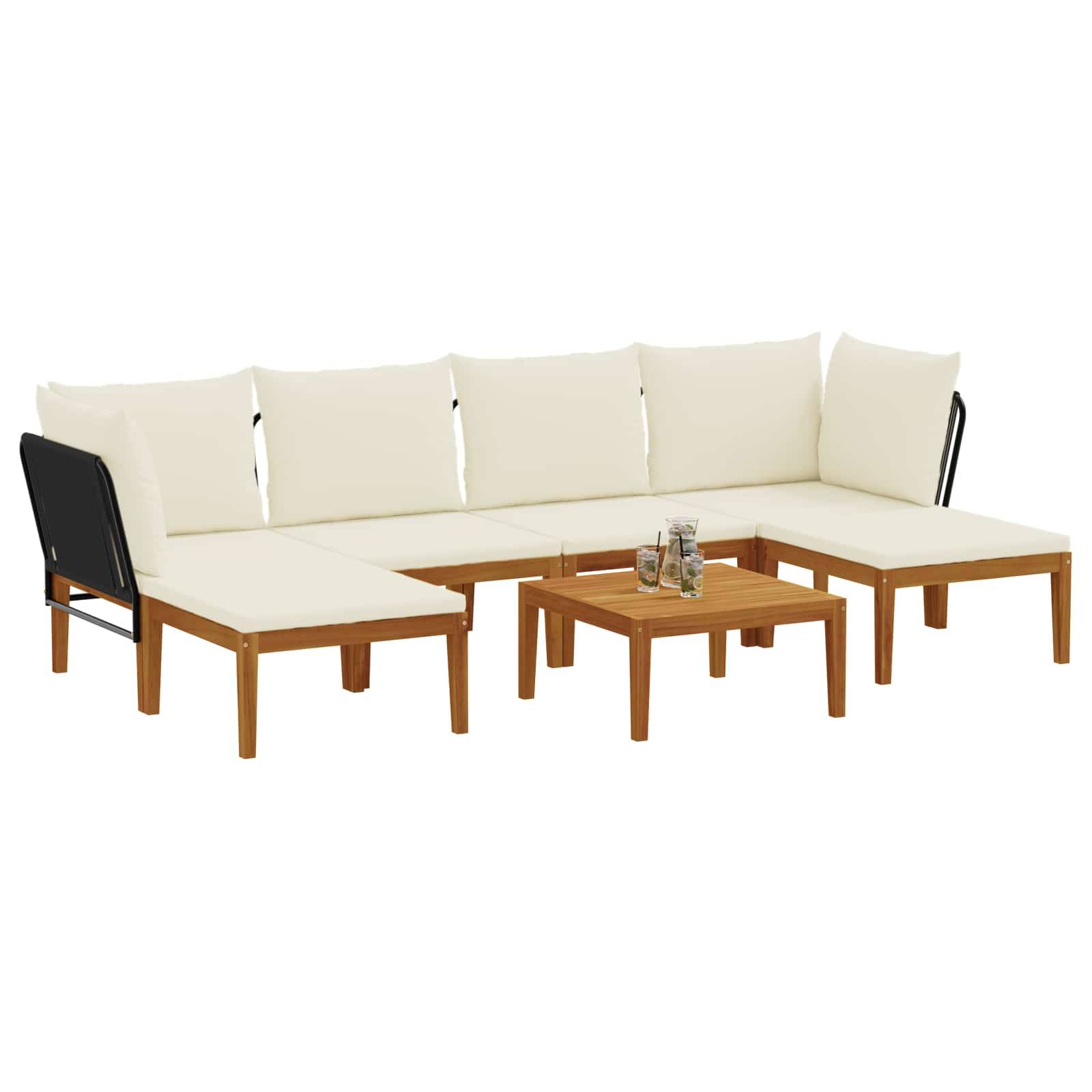vidaXL 7 pcs Massives Akazienholz & Seil Natur