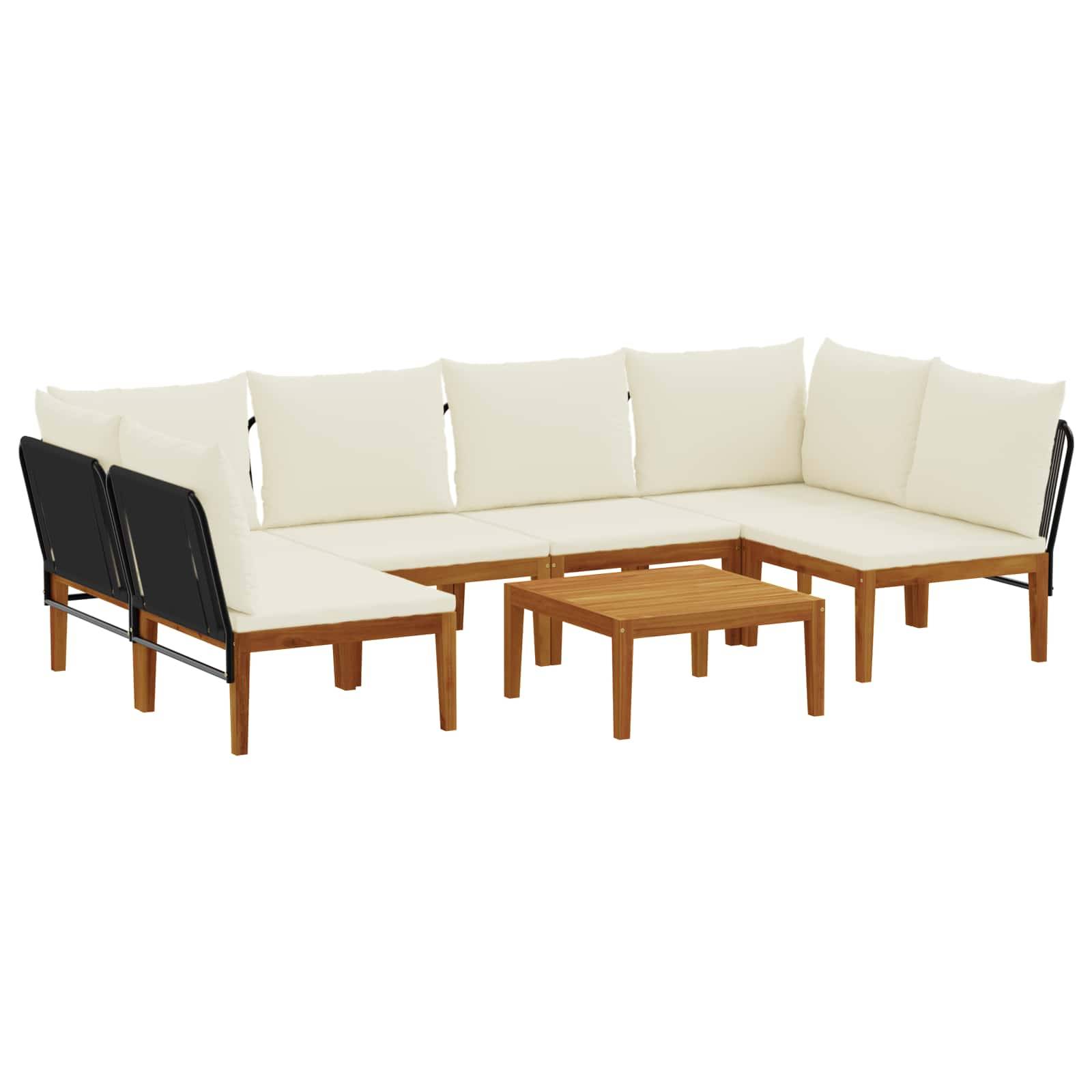 vidaXL 7 pcs Massives Akazienholz & Seil Natur