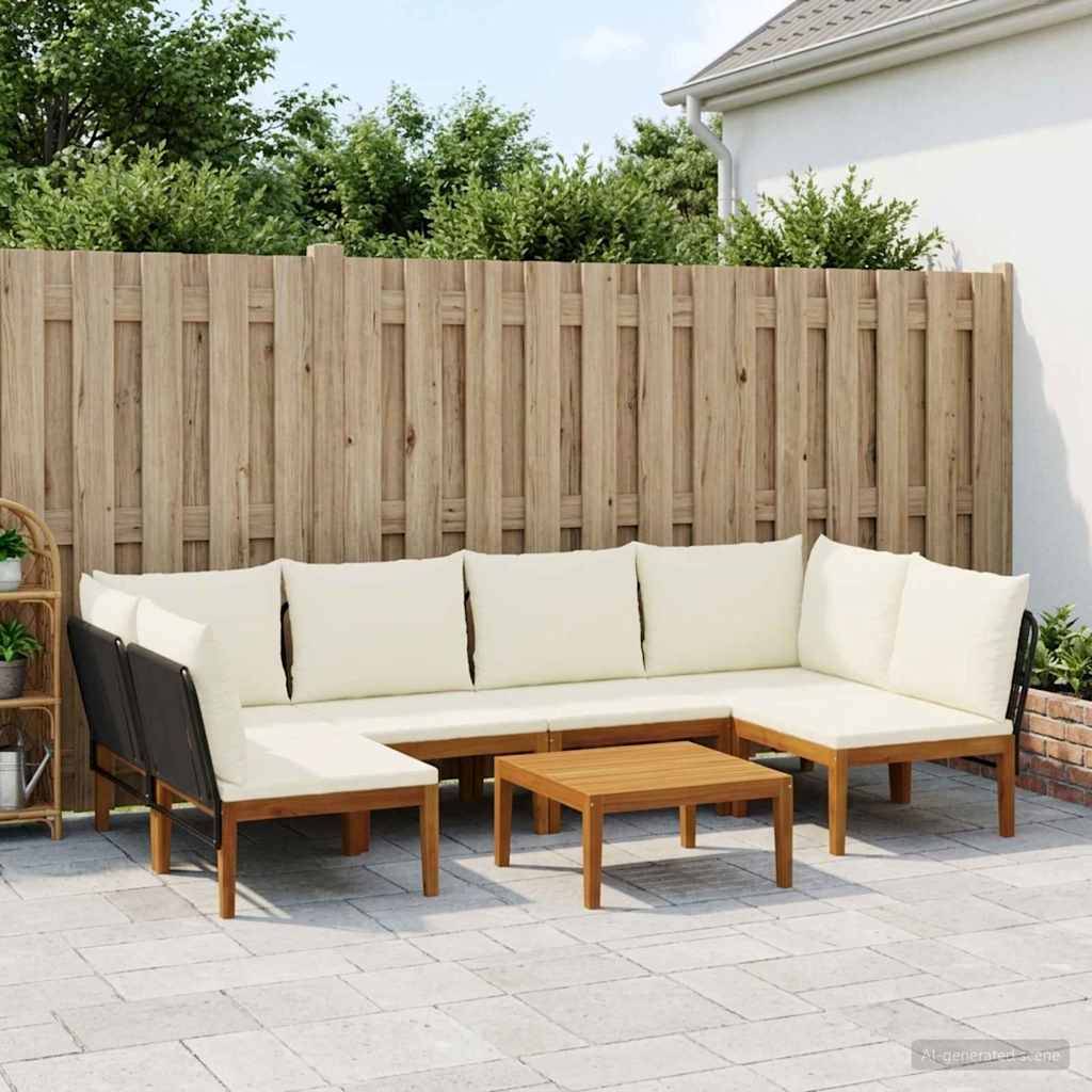 vidaXL 7 pcs Massives Akazienholz & Seil Natur