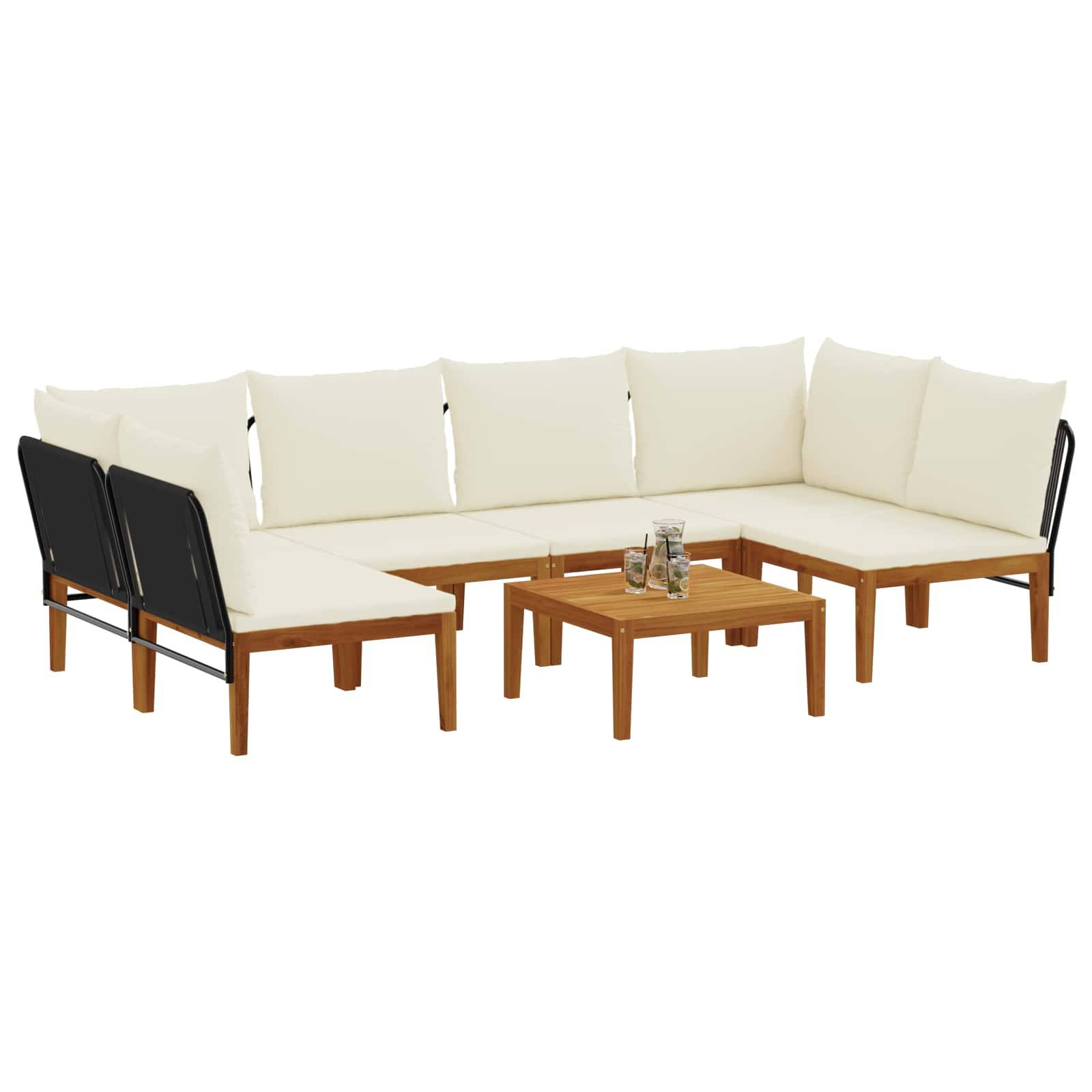 vidaXL 7 pcs Massives Akazienholz & Seil Natur