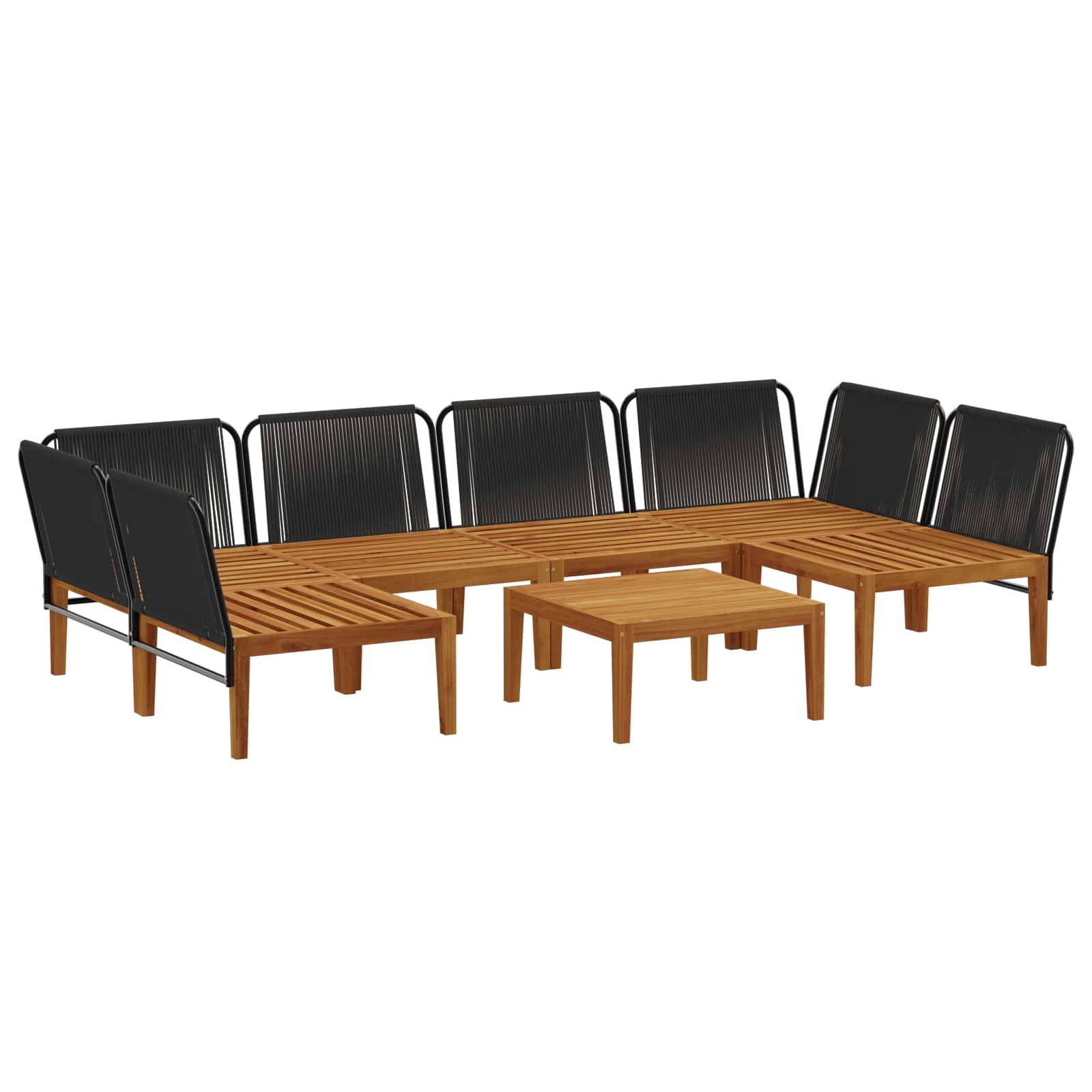 vidaXL 7 pcs Massives Akazienholz & Seil Natur