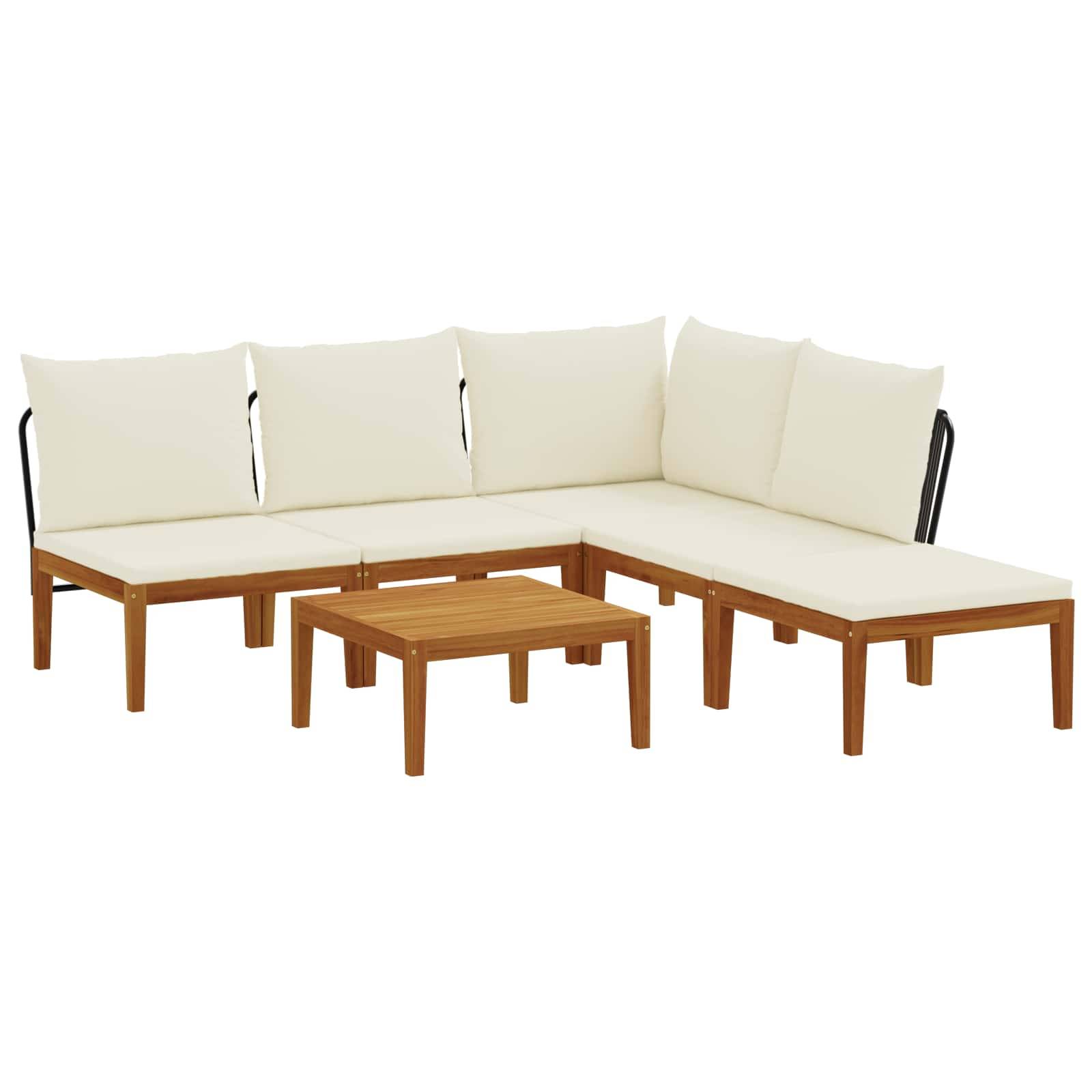 vidaXL 6 pcs Massives Akazienholz & Seil Natur