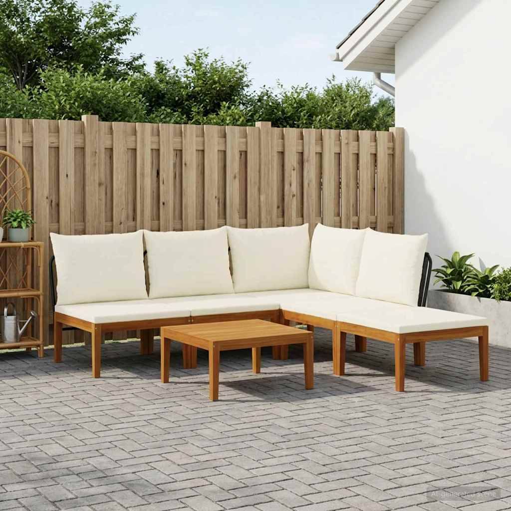 vidaXL 6 pcs Massives Akazienholz & Seil Natur