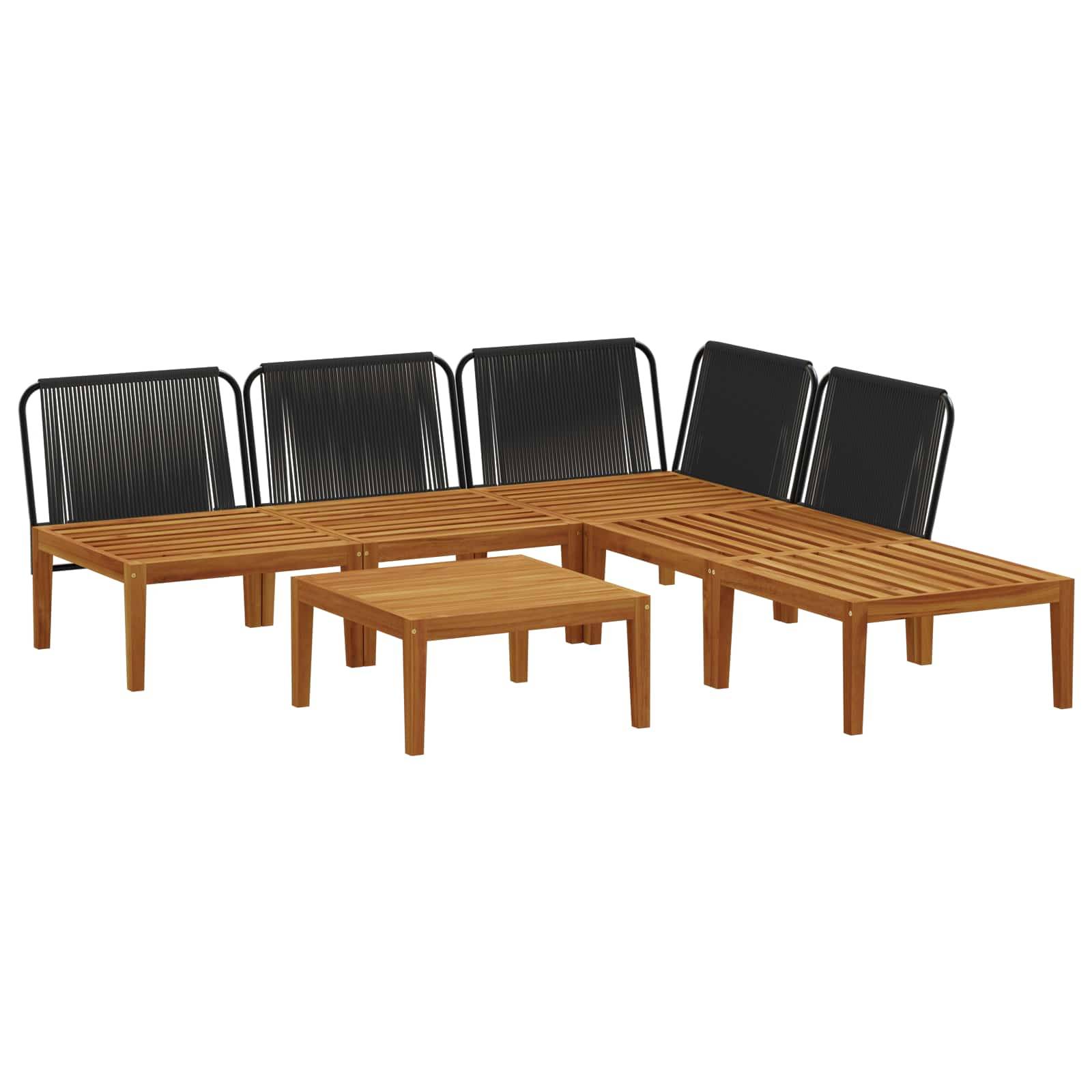 vidaXL 6 pcs Massives Akazienholz & Seil Natur