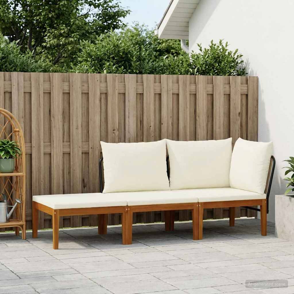 vidaXL 3 pcs Massives Akazienholz & Seil Natur