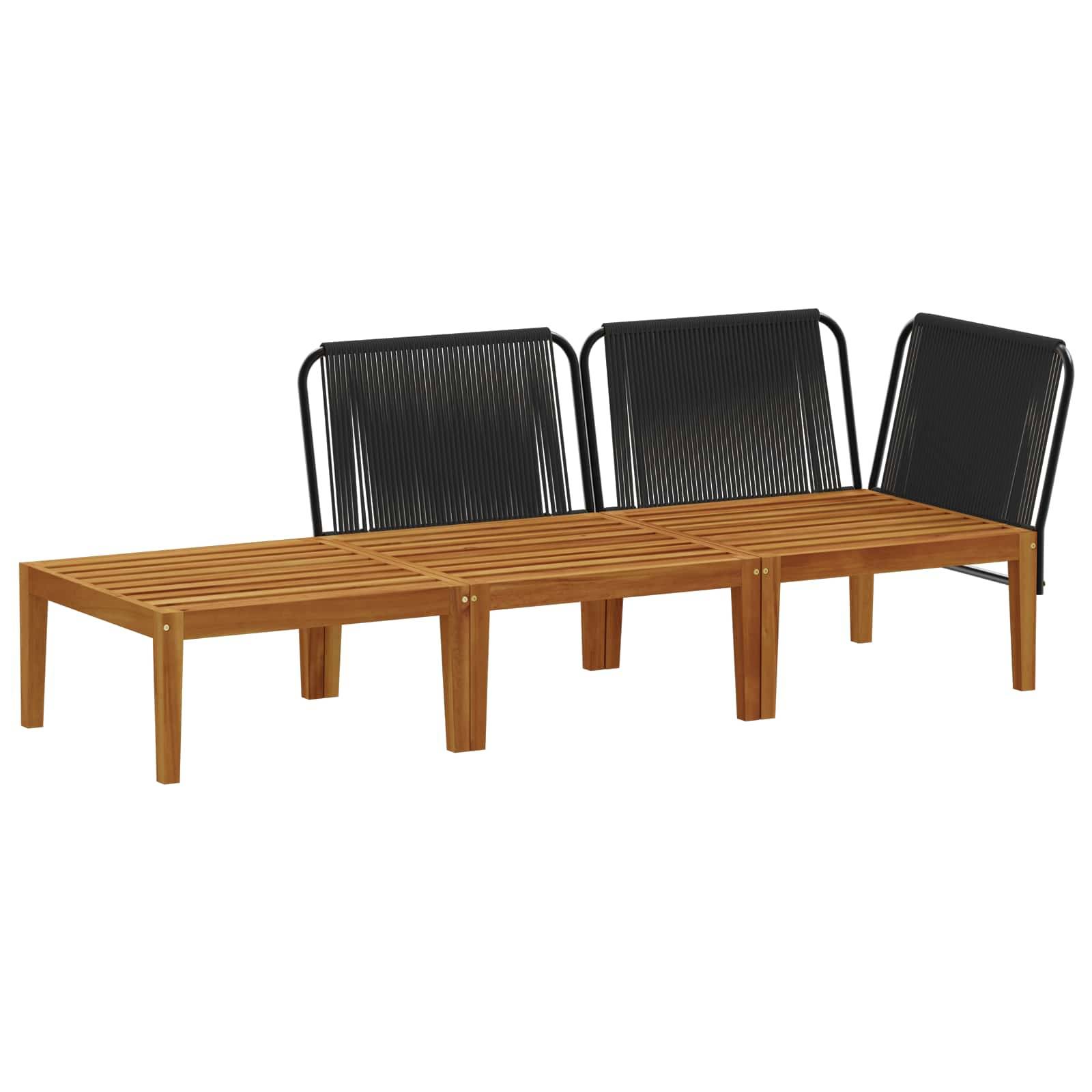 vidaXL 3 pcs Massives Akazienholz & Seil Natur