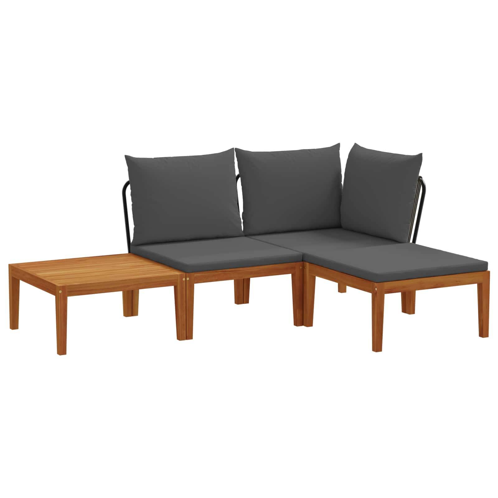 vidaXL 4 pcs Massives Akazienholz & Seil Natur