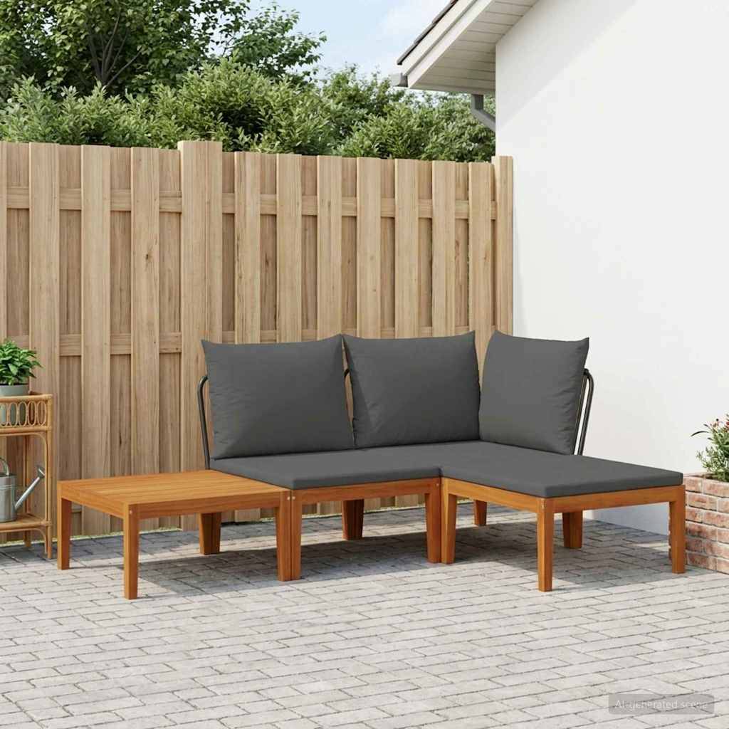 vidaXL 4 pcs Massives Akazienholz & Seil Natur