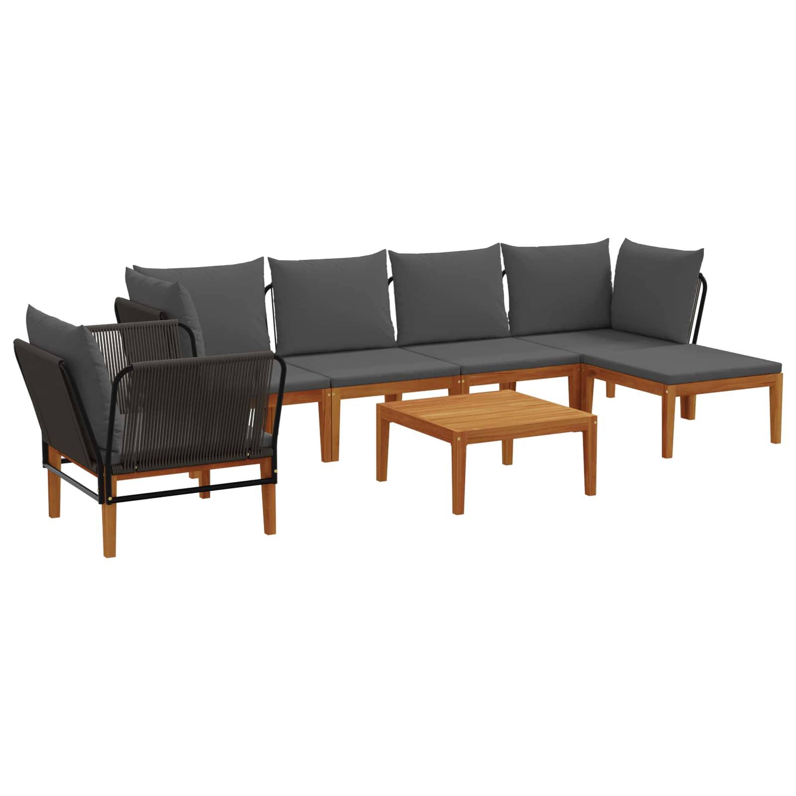 vidaXL 7 pcs Massives Akazienholz & Seil Natur