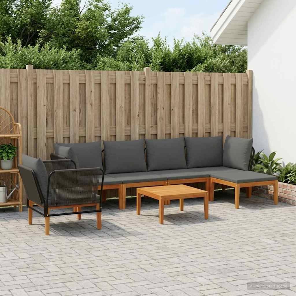 vidaXL 7 pcs Massives Akazienholz & Seil Natur