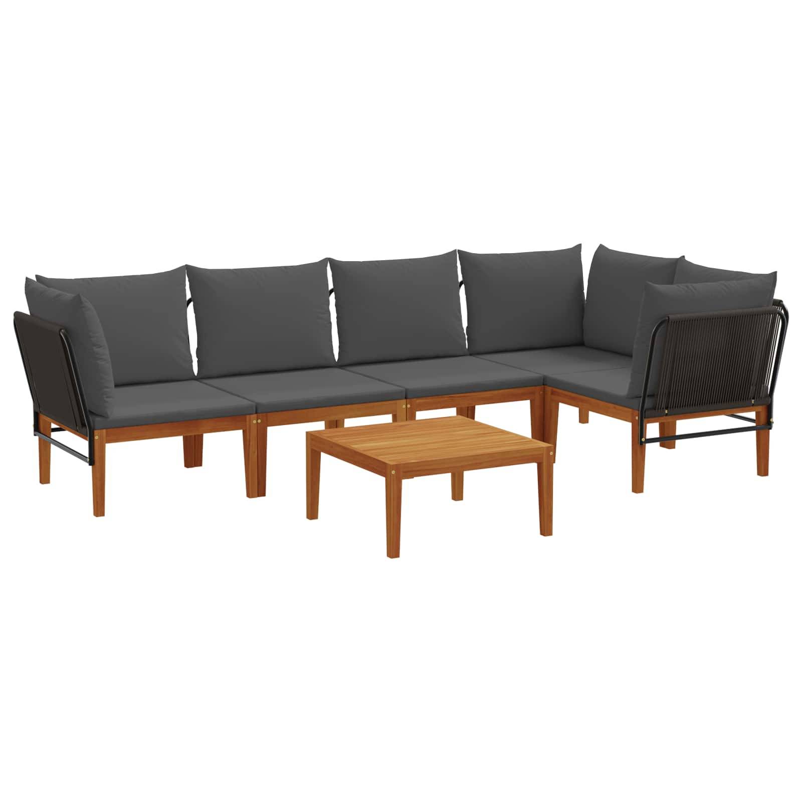 vidaXL 6 pcs Massives Akazienholz & Seil Natur