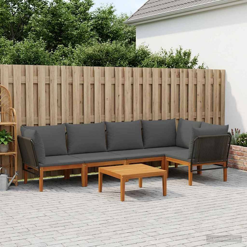 vidaXL 6 pcs Massives Akazienholz & Seil Natur