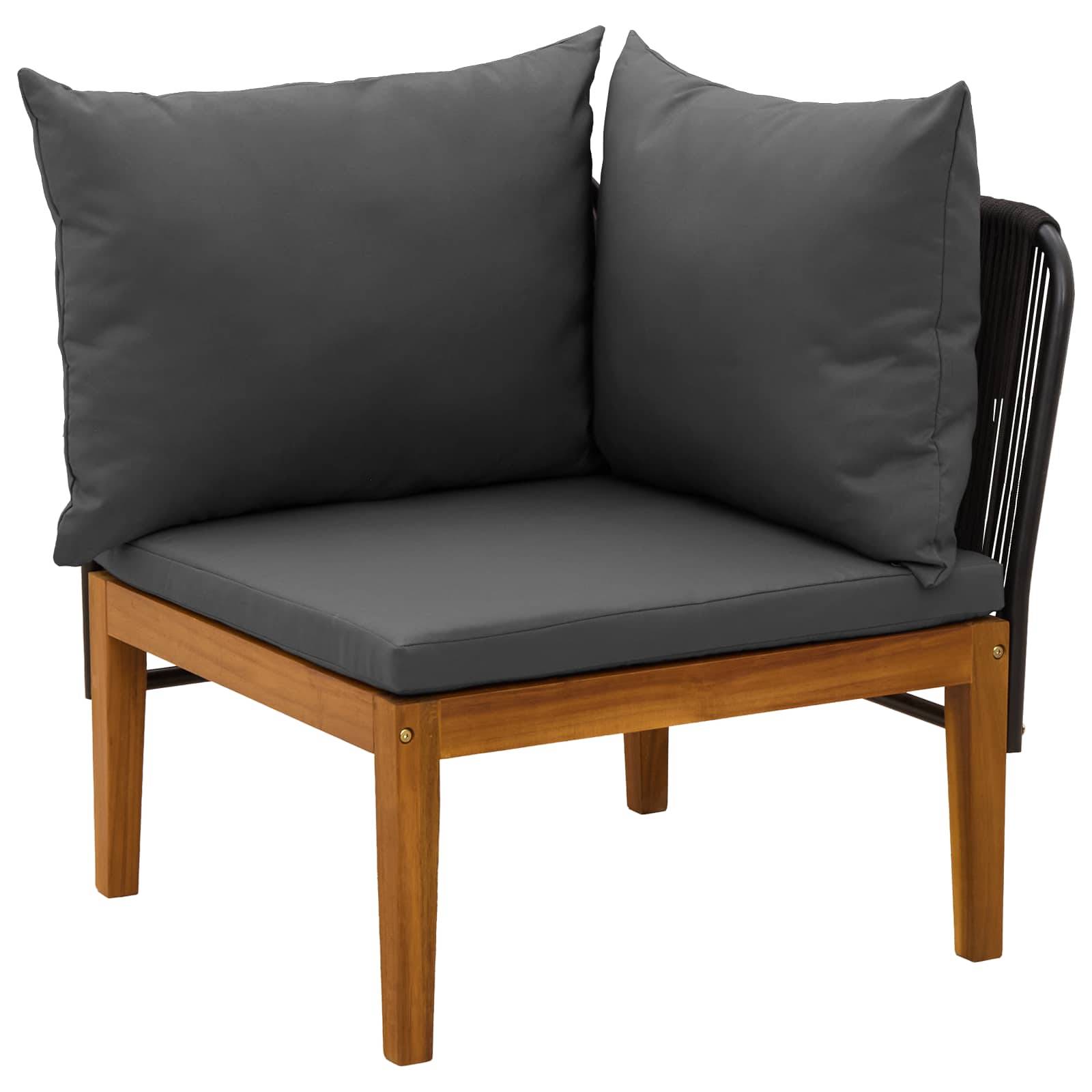 vidaXL 2 pcs Garten Lounge Set mit Kissen Massives Akazienholz & Seil