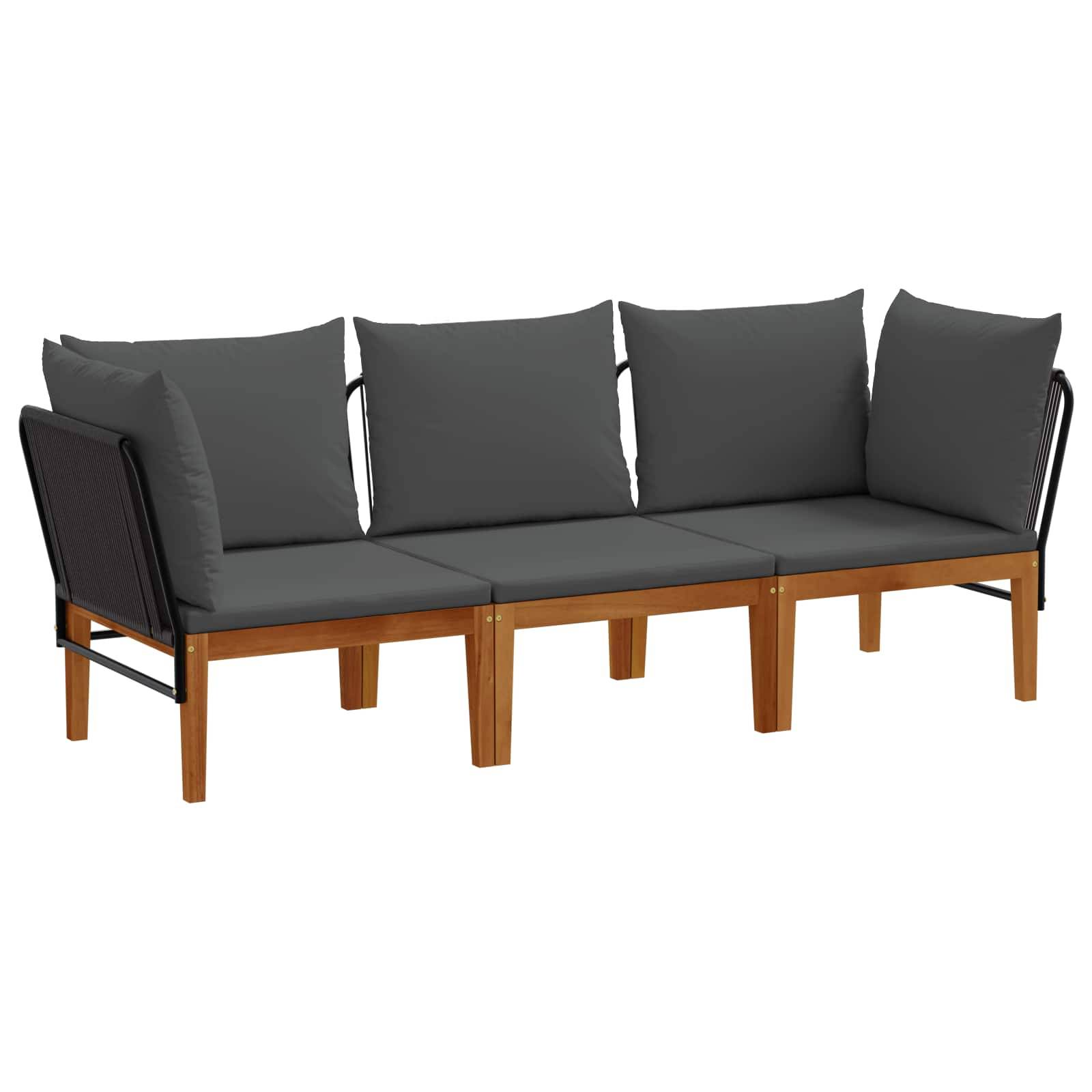 vidaXL 3 pcs Massives Akazienholz & Seil Natur