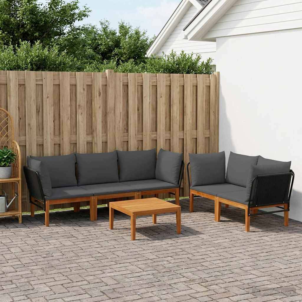 vidaXL 6 pcs Massives Akazienholz & Seil Natur