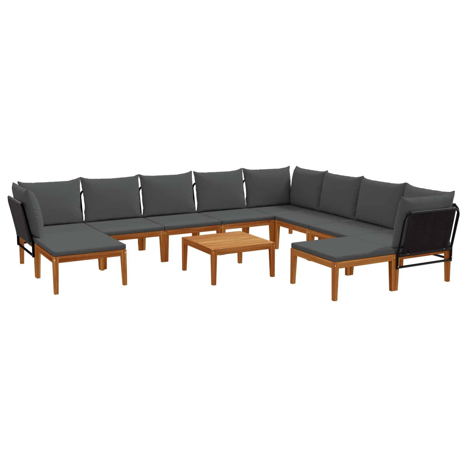 vidaXL 11 pcs Massives Akazienholz & Seil Natur