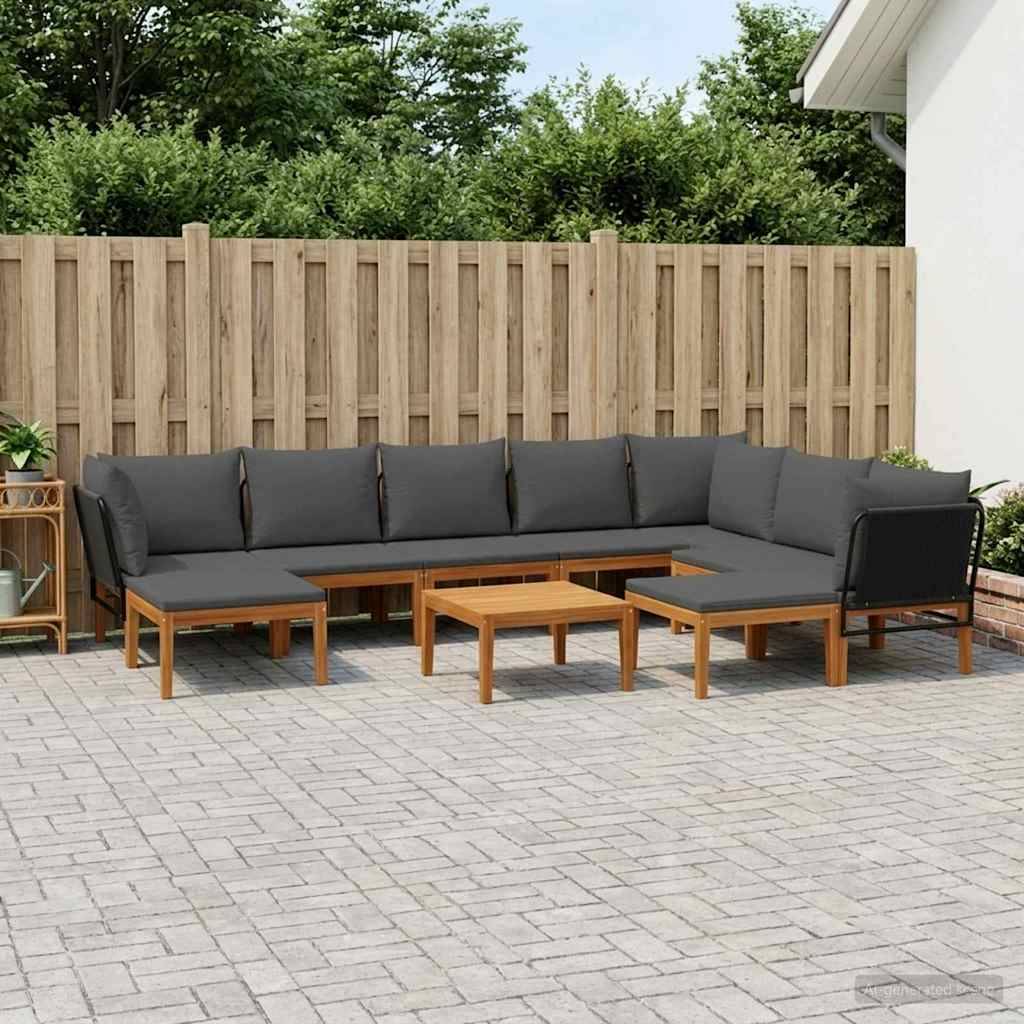vidaXL 11 pcs Massives Akazienholz & Seil Natur