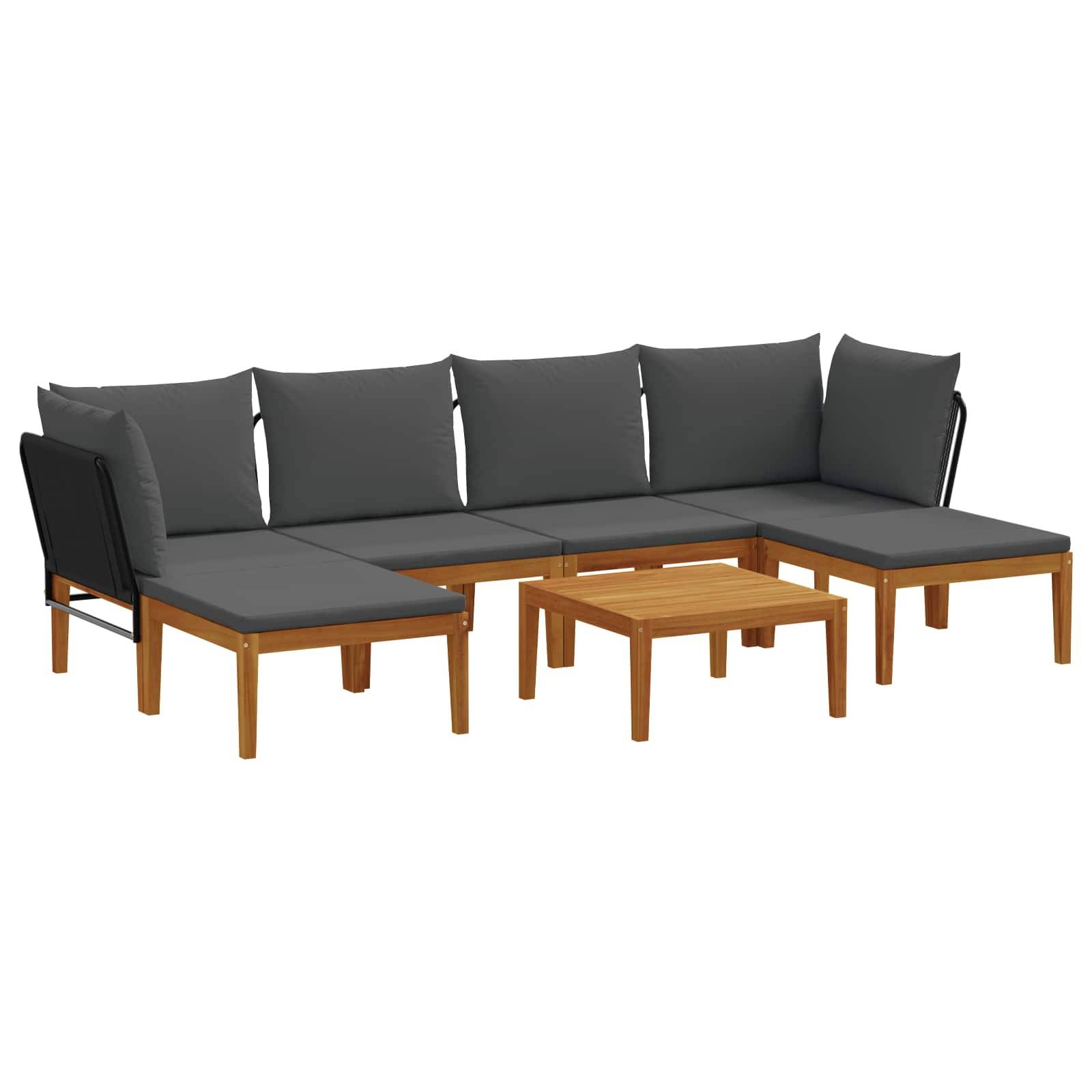 vidaXL 7 pcs Massives Akazienholz & Seil Natur