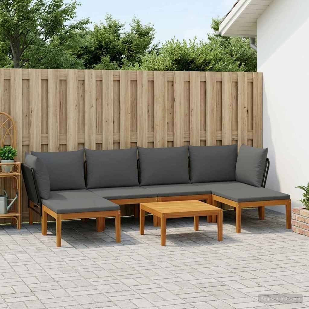 vidaXL 7 pcs Massives Akazienholz & Seil Natur