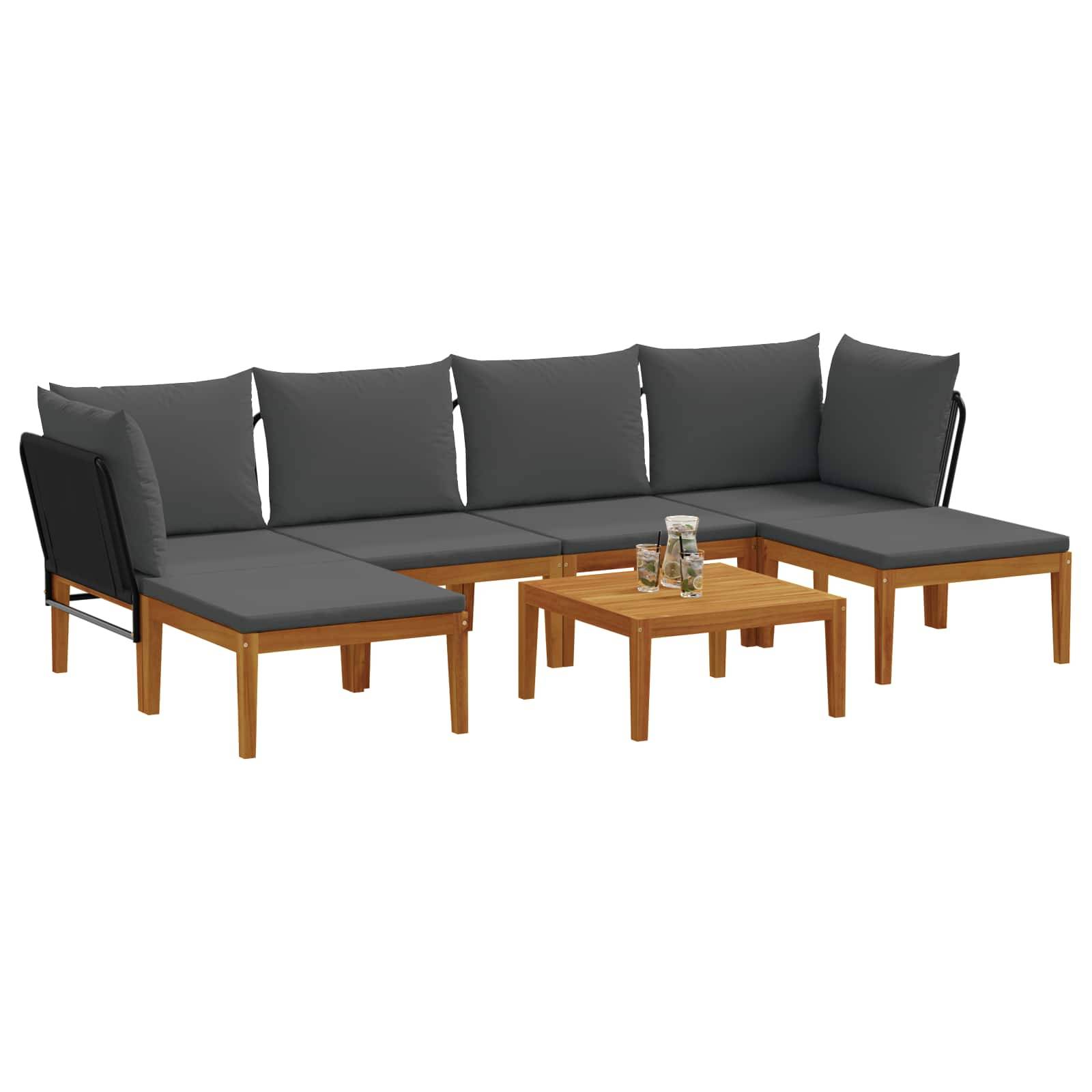 vidaXL 7 pcs Massives Akazienholz & Seil Natur