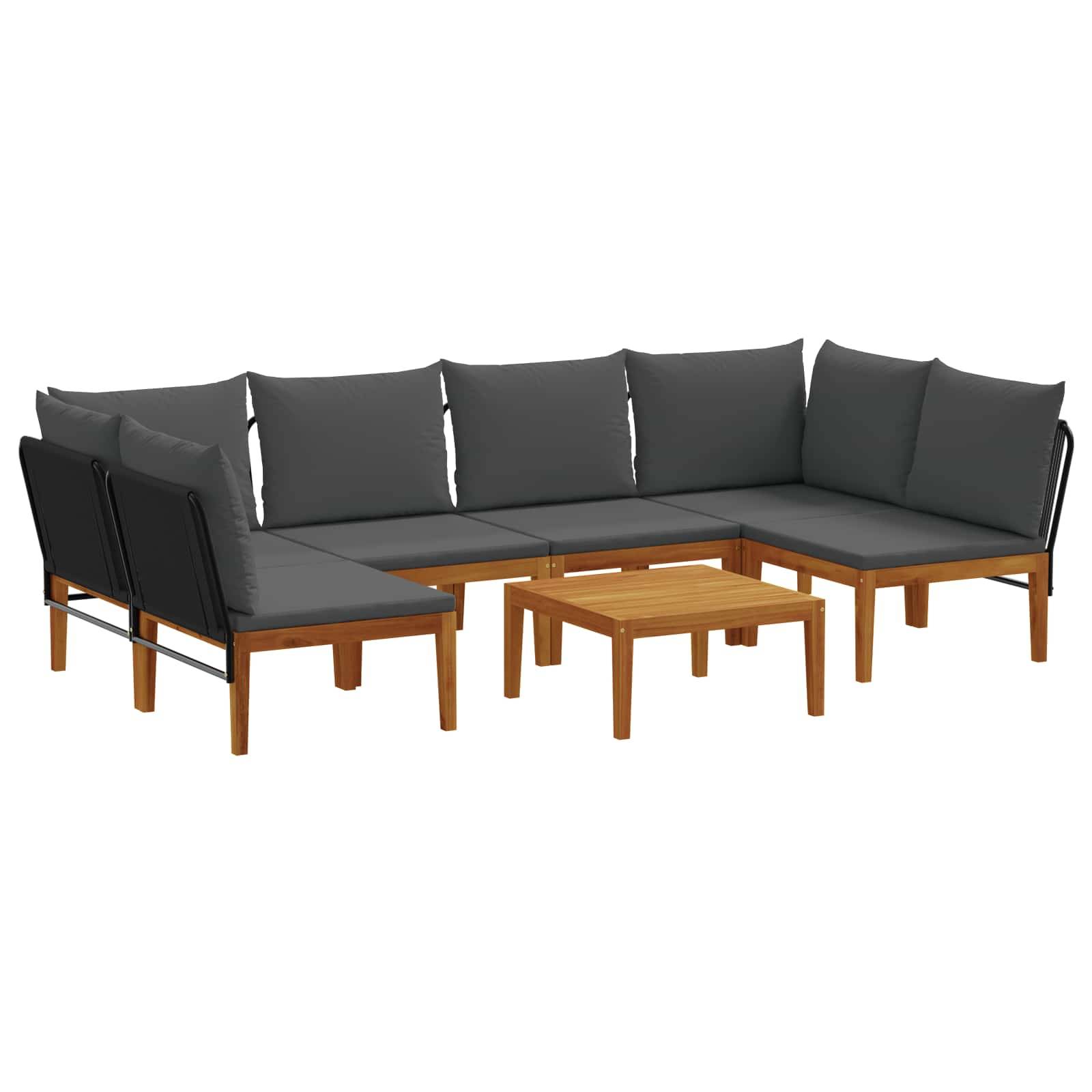 vidaXL 7 pcs Massives Akazienholz & Seil Natur