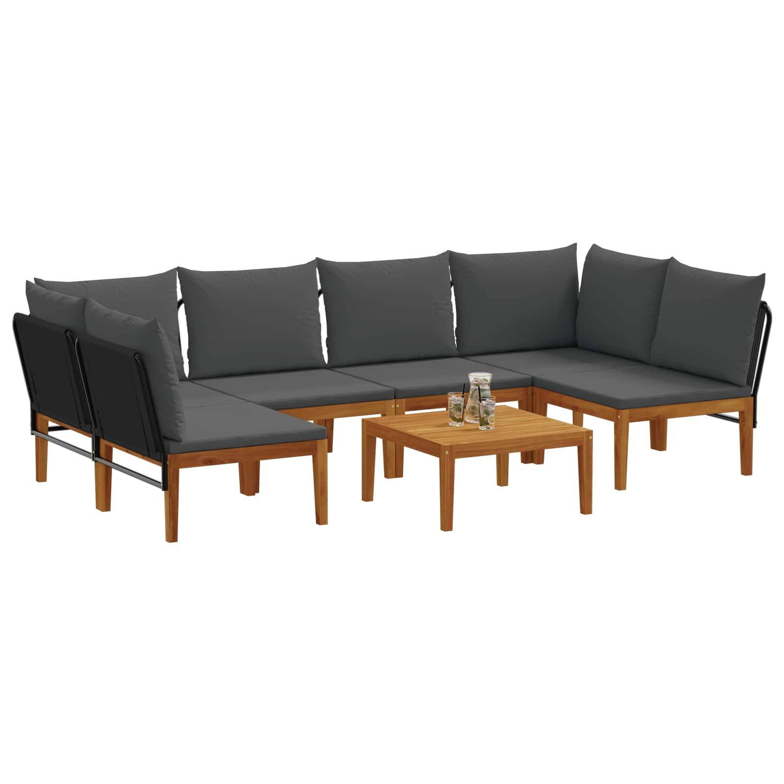 vidaXL 7 pcs Massives Akazienholz & Seil Natur