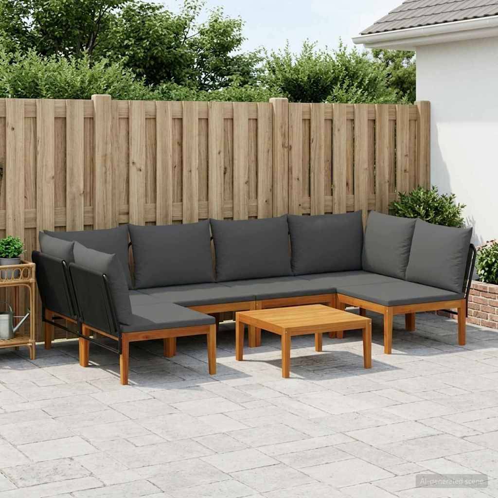 vidaXL 7 pcs Massives Akazienholz & Seil Natur