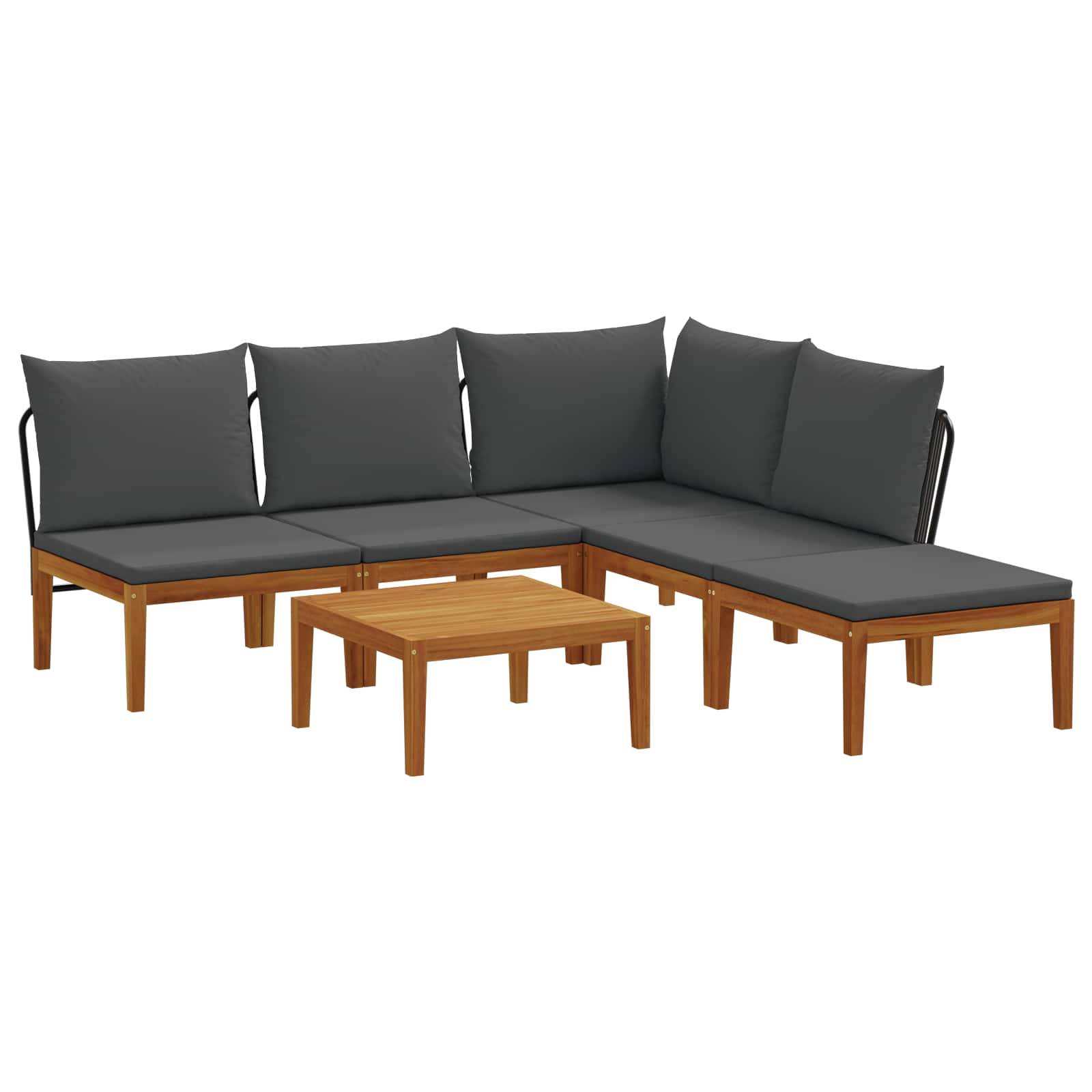 vidaXL 6 pcs Massives Akazienholz & Seil Natur