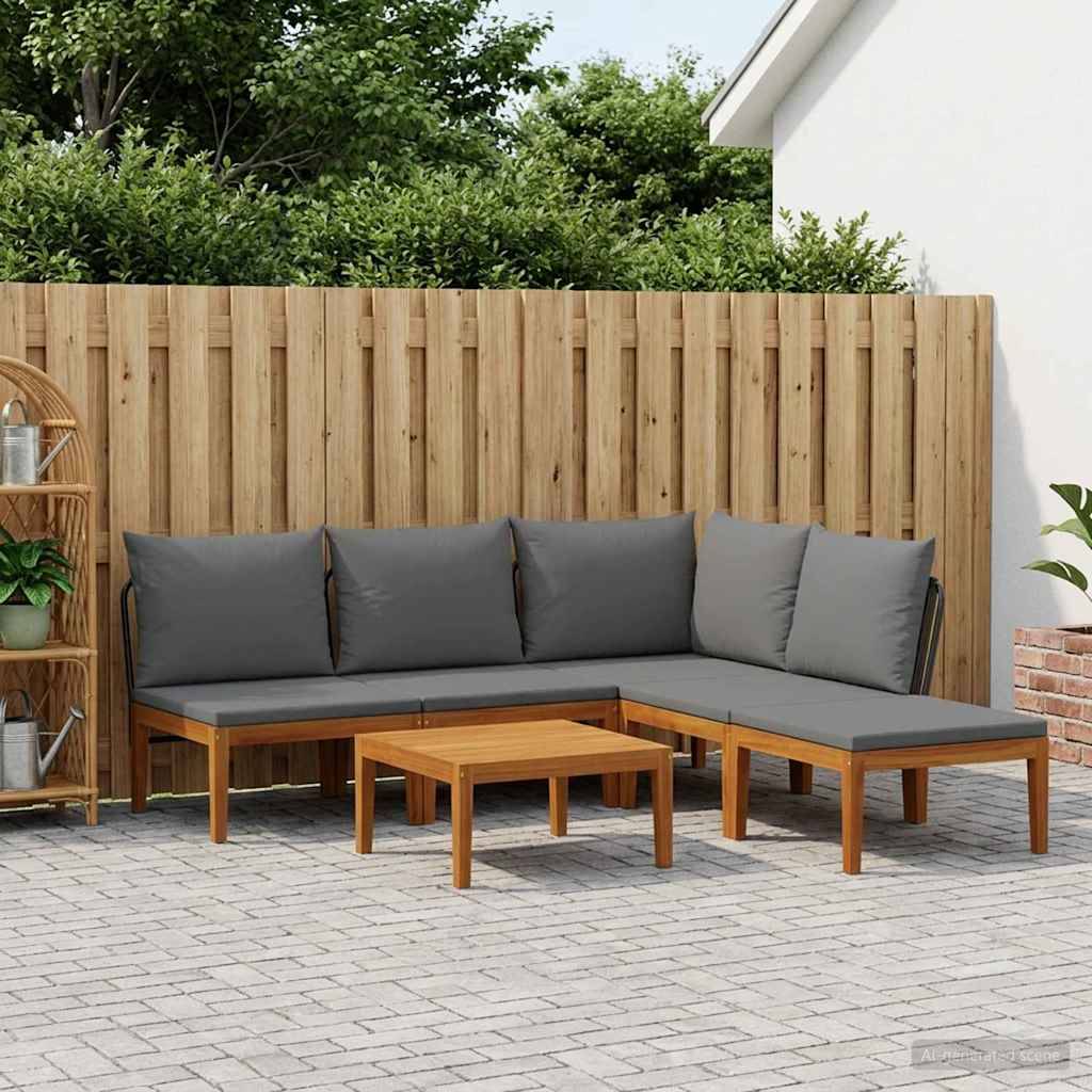 vidaXL 6 pcs Massives Akazienholz & Seil Natur