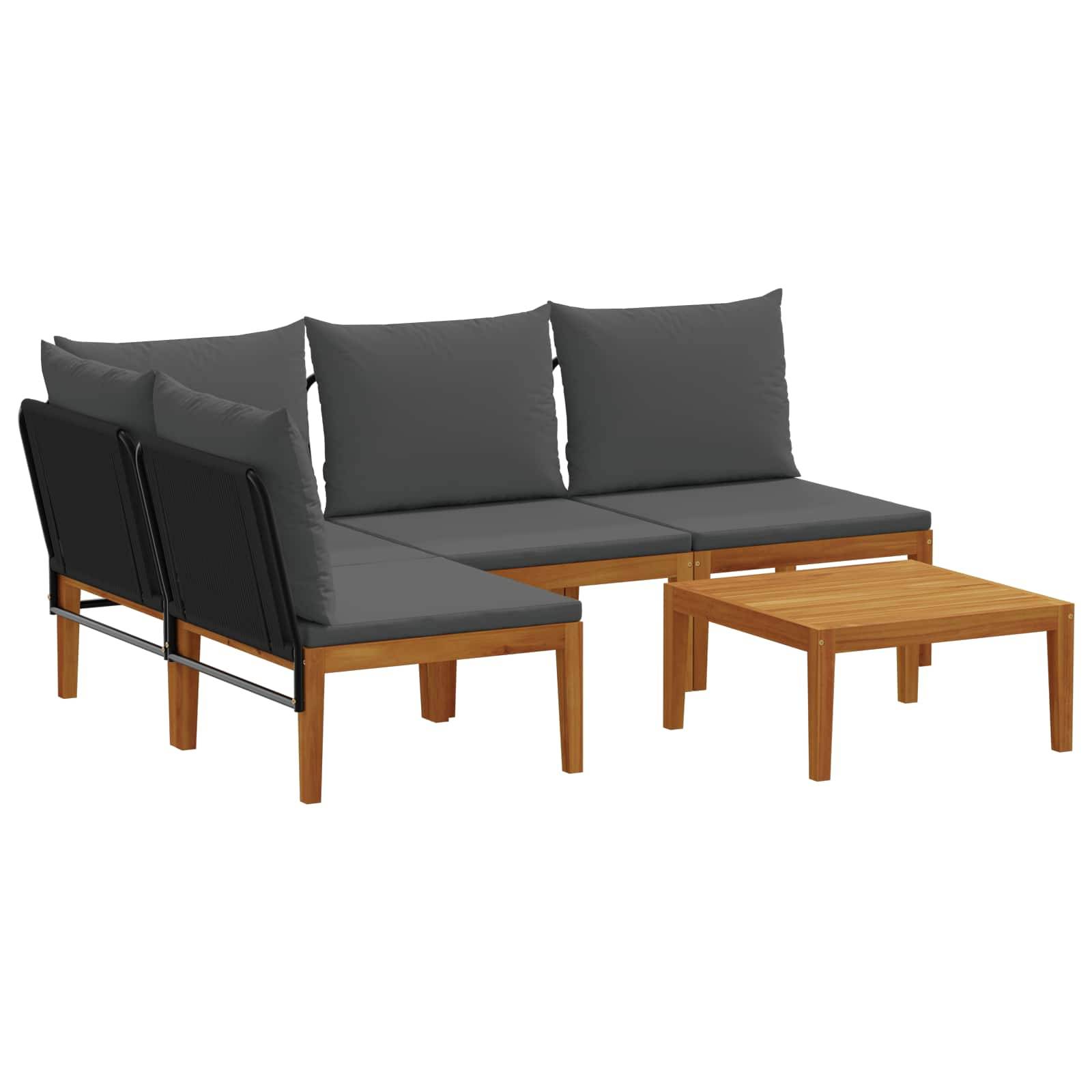 vidaXL 5 pcs Massives Akazienholz & Seil Natur