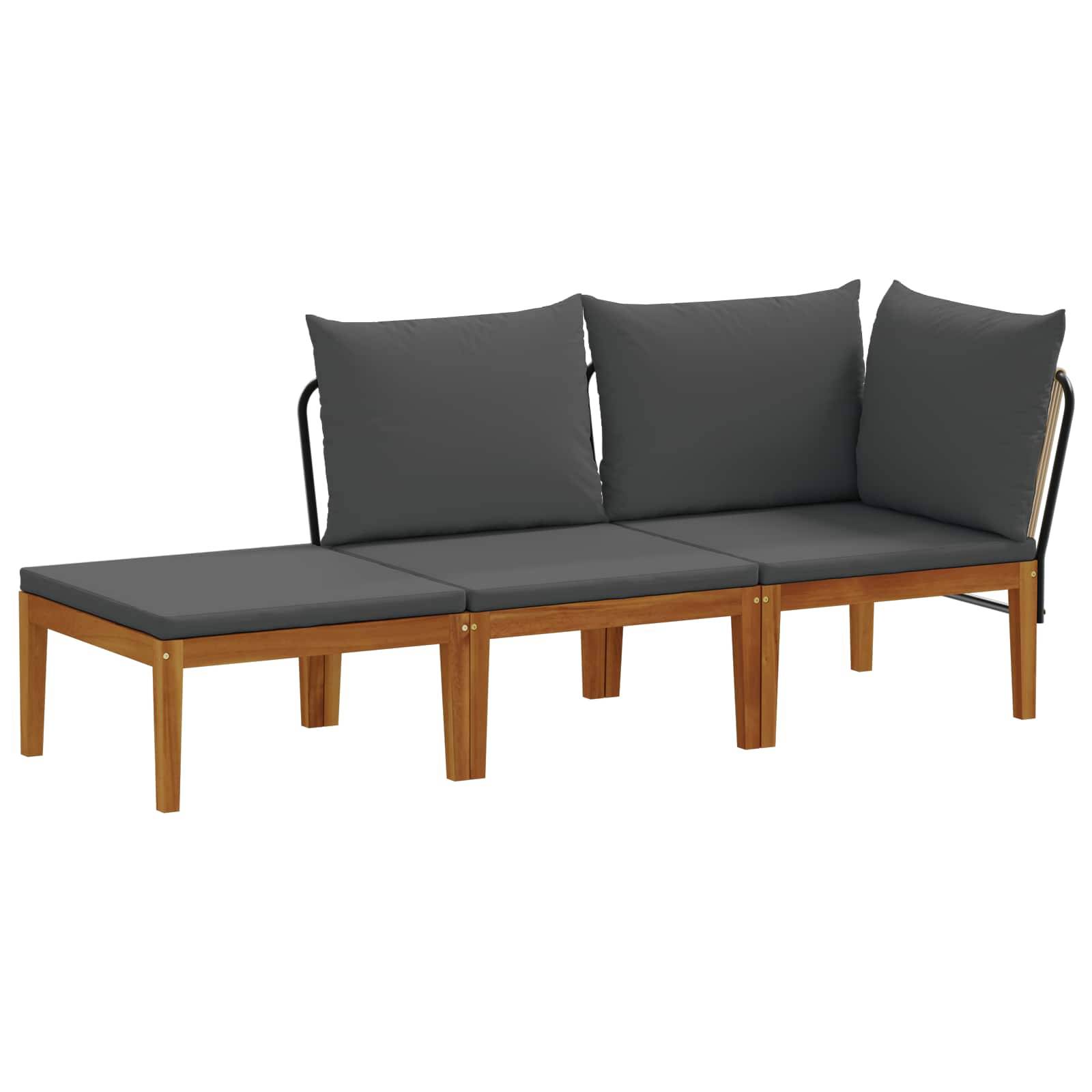 vidaXL 3 pcs Massives Akazienholz & Seil Natur