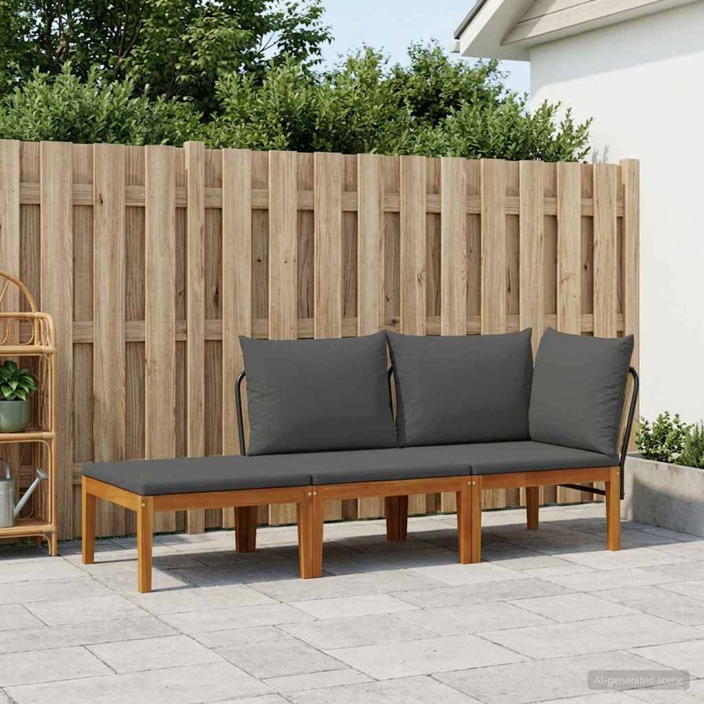 vidaXL 3 pcs Massives Akazienholz & Seil Natur