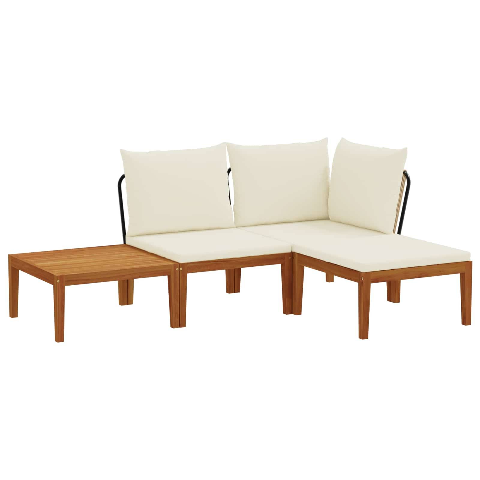 vidaXL 4 pcs Massives Akazienholz & Seil Natur