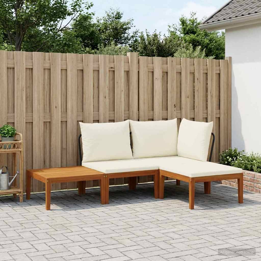 vidaXL 4 pcs Massives Akazienholz & Seil Natur