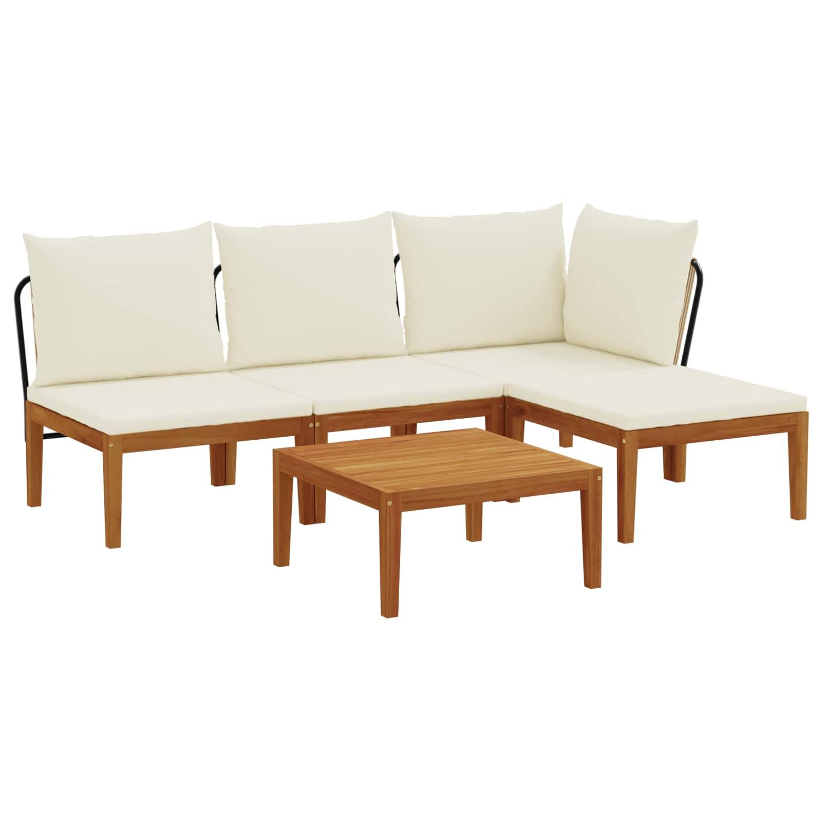 vidaXL 5 pcs Massives Akazienholz & Seil Natur