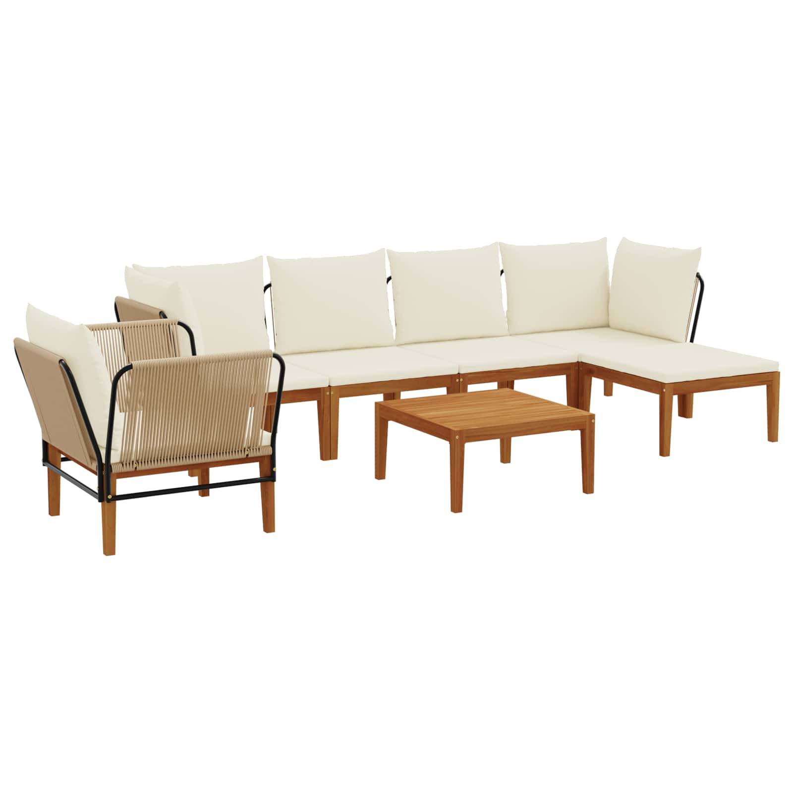 vidaXL 7 pcs Massives Akazienholz & Seil Natur