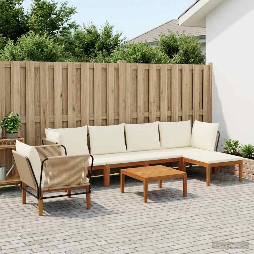 vidaXL 7 pcs Massives Akazienholz & Seil Natur