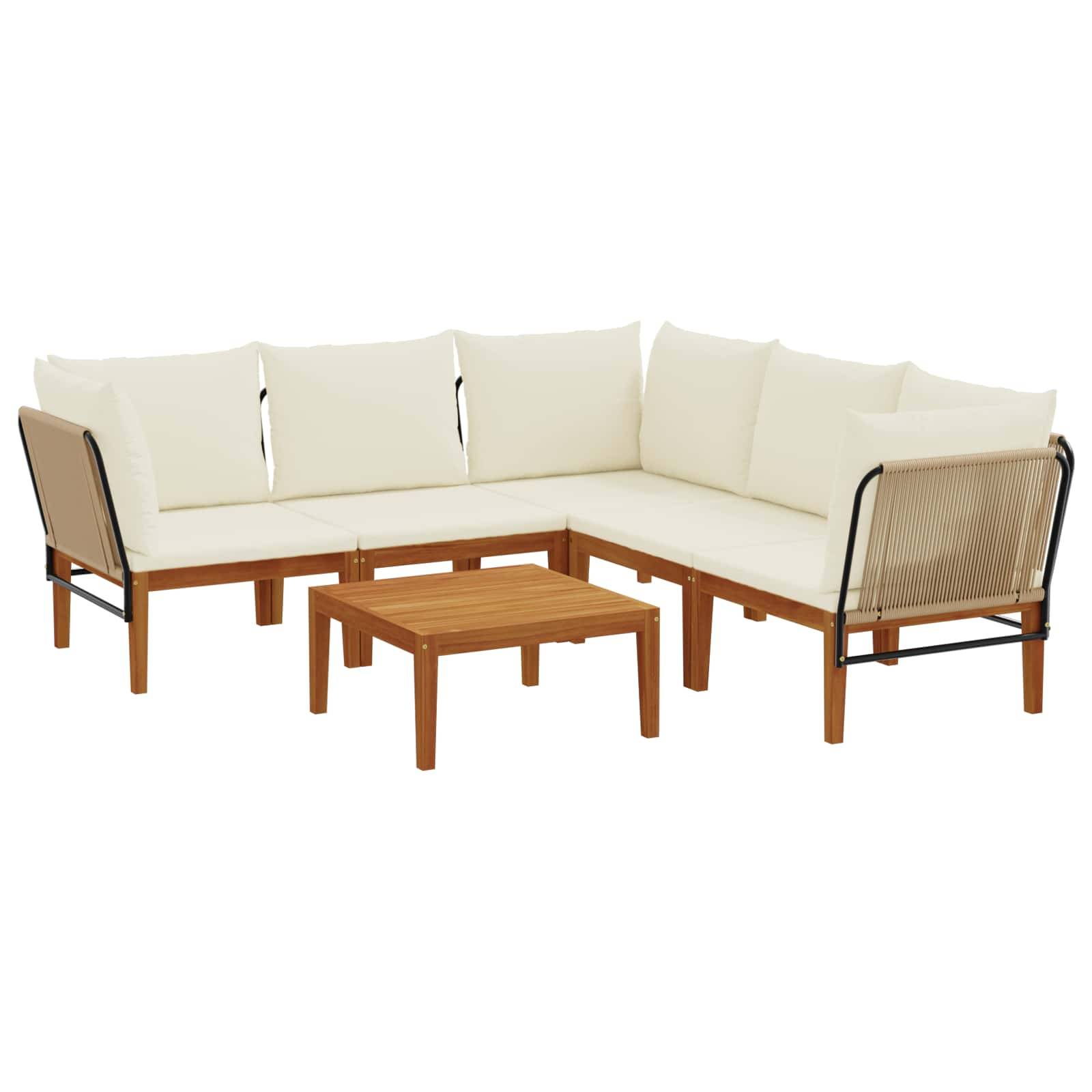 vidaXL 6 pcs Massives Akazienholz & Seil Natur