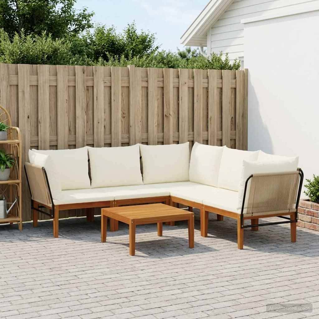vidaXL 6 pcs Massives Akazienholz & Seil Natur