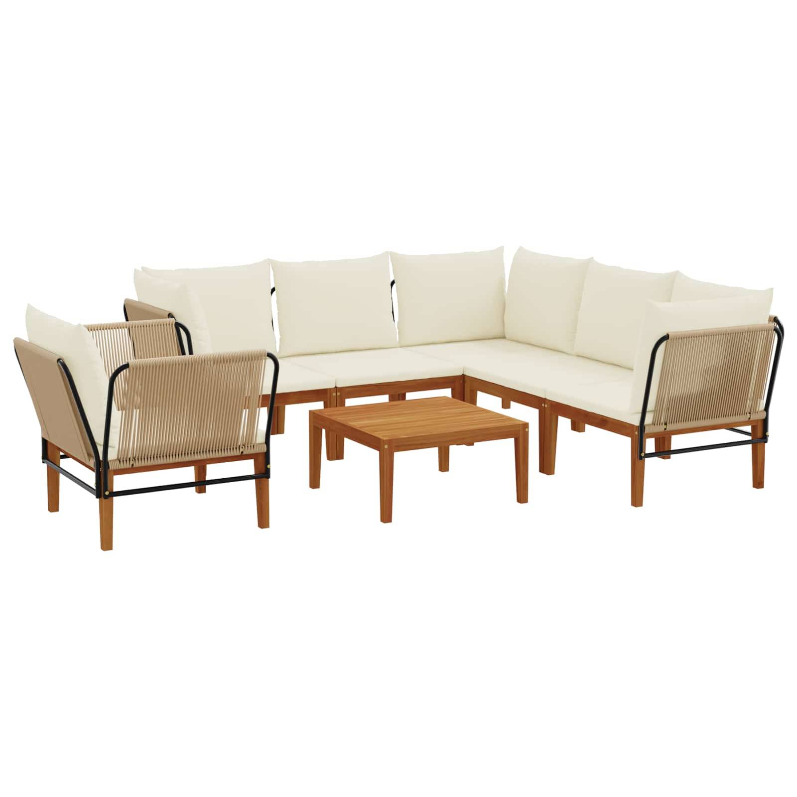 vidaXL 7 pcs Massives Akazienholz & Seil Natur