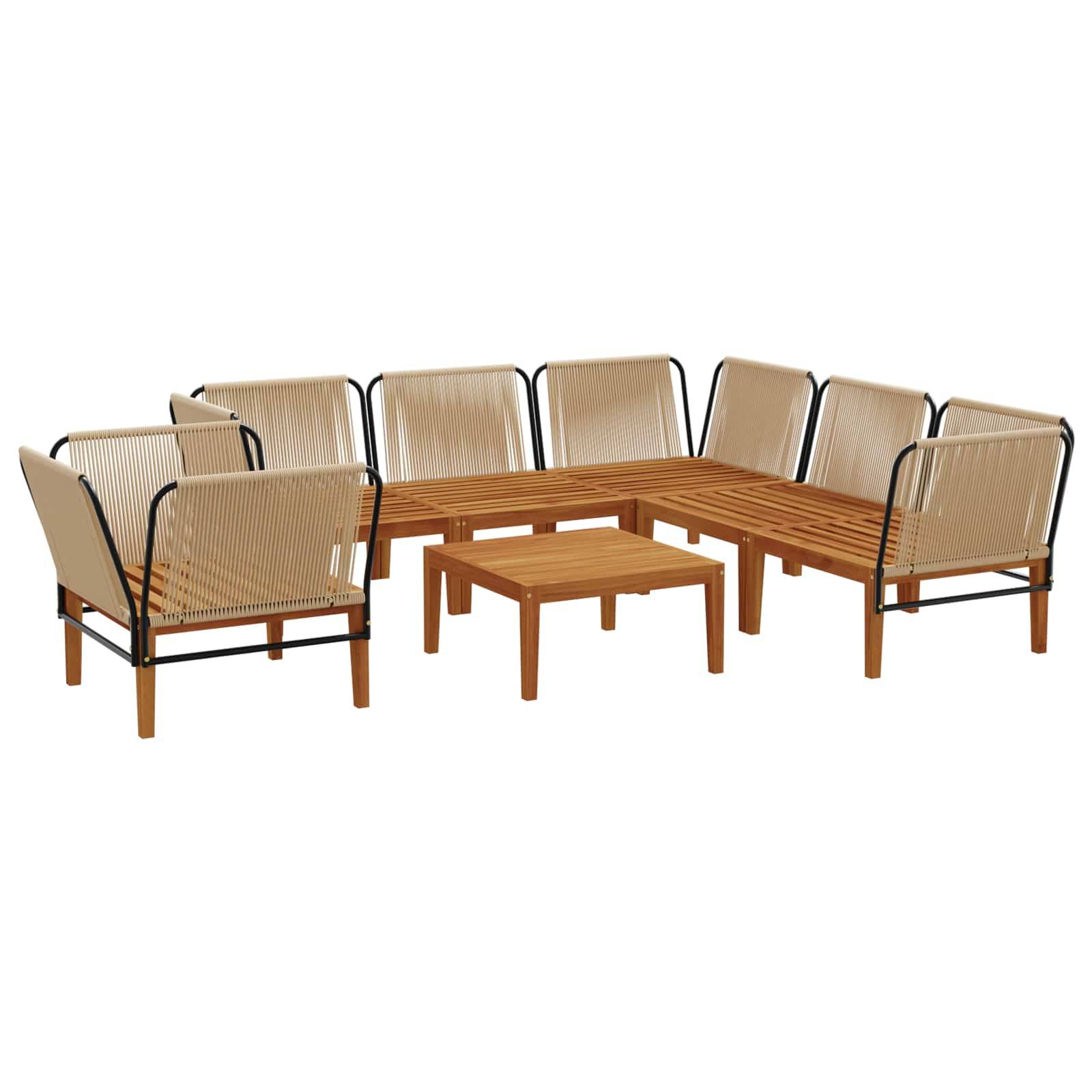 vidaXL 7 pcs Massives Akazienholz & Seil Natur