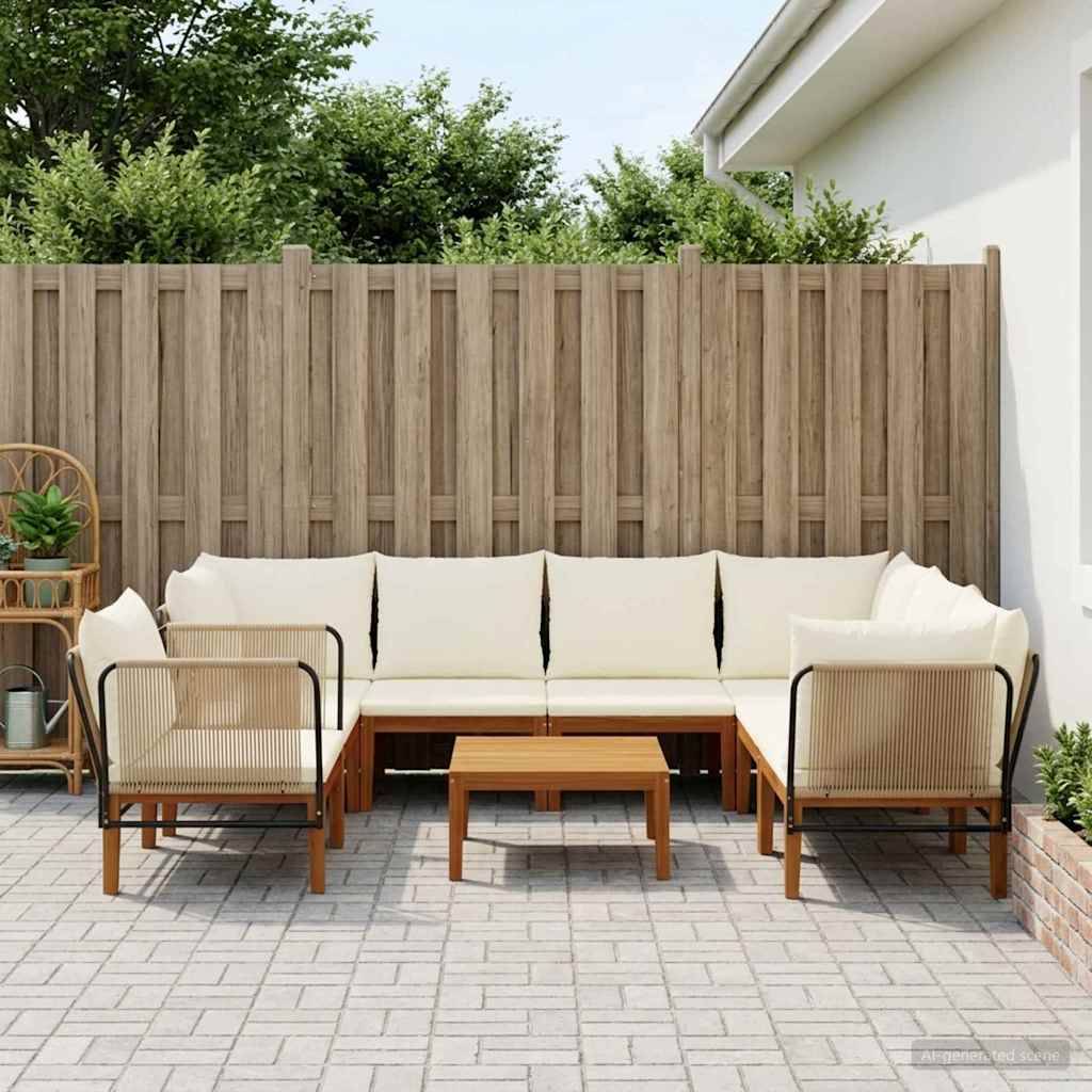 vidaXL 7 pcs Massives Akazienholz & Seil Natur