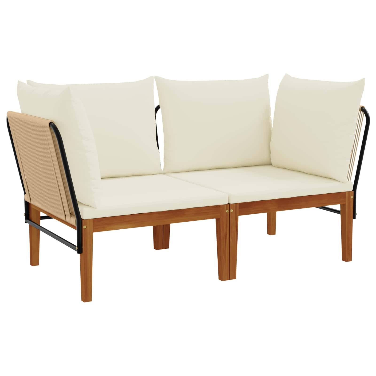 vidaXL 2 pcs Massives Akazienholz & Seil Natur