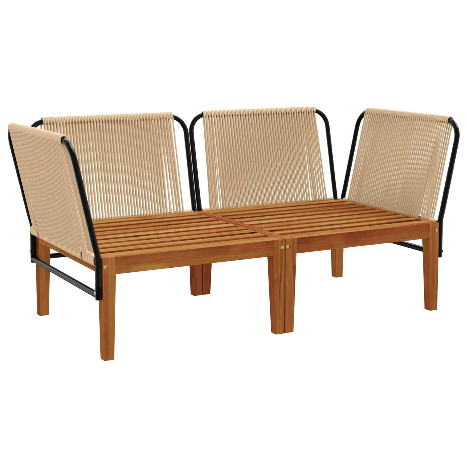 vidaXL 2 pcs Massives Akazienholz & Seil Natur